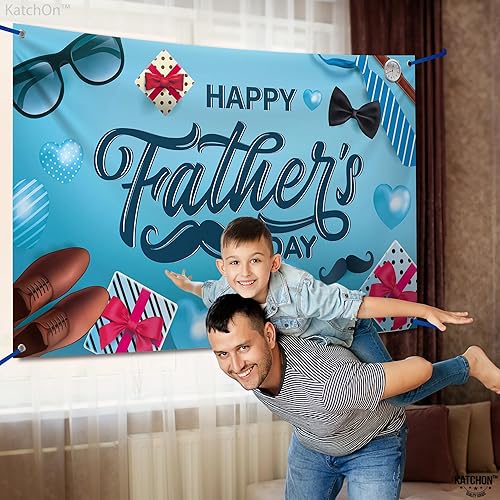 Miniatura 6 de XtraLarge - Banner para el Día del Padre, 72 x 44 pulgadas, decoración del día del padre, telón de fondo para fiestas, decoraciones azules para el