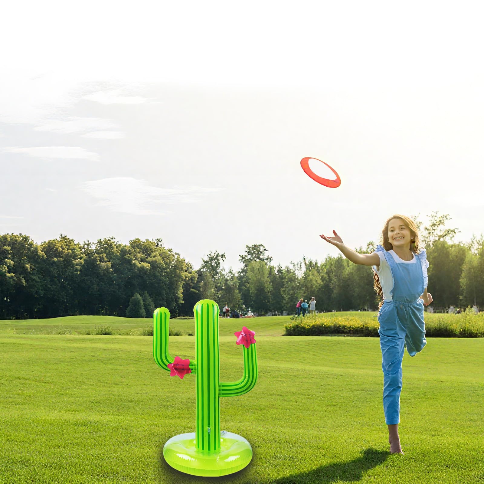 GWAWG 11PCS Party Ring Toss Game,Inflatable Reindeer Antler Hat & Cactus with Rings,Novelty Target throwing Toy,Halloween Christmas Fun Games - Image 4