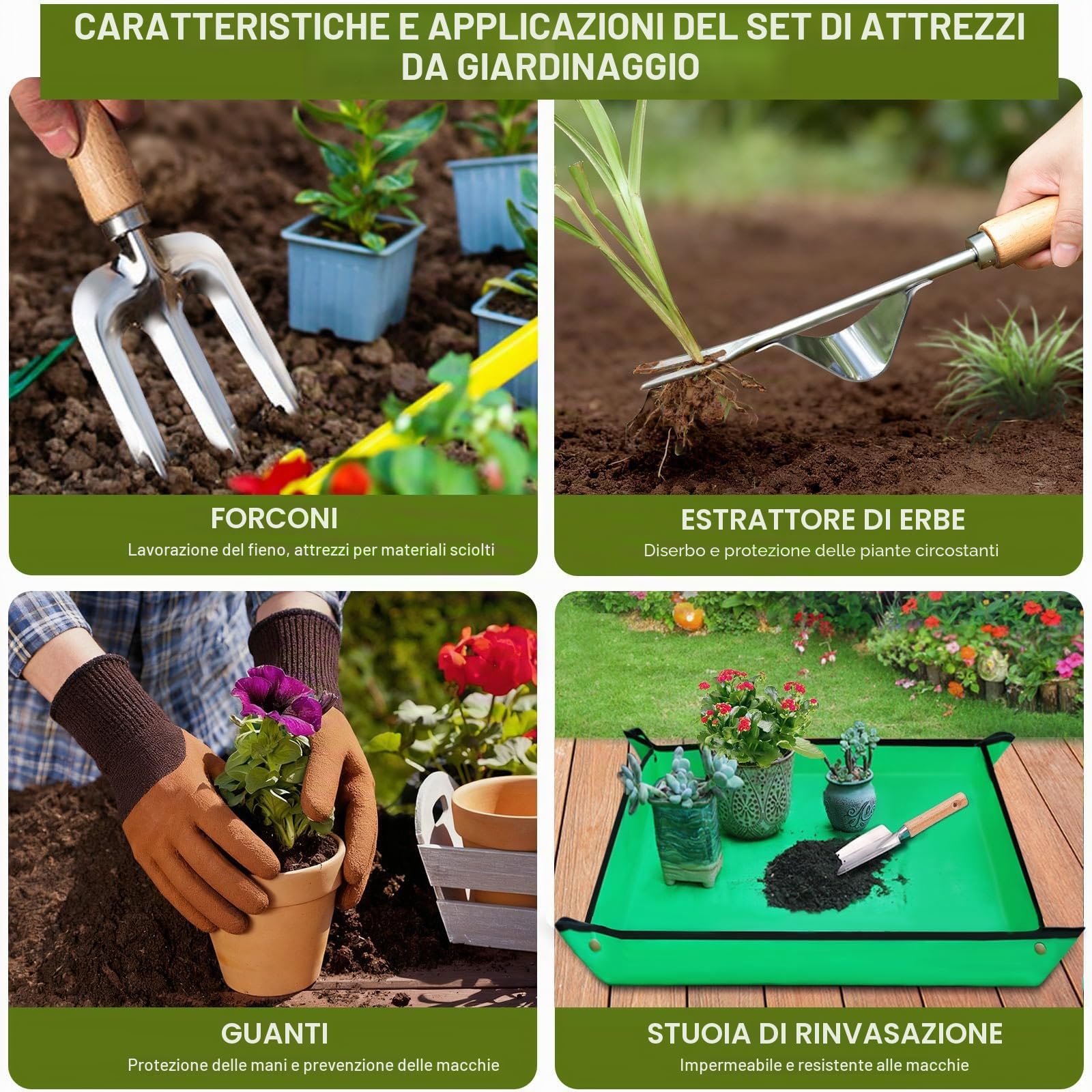 Kynup Set da Giardinaggio 9 Pezzi, Attrezzi da Giardino in Acciaio Inossidabile Antiruggine con Manici in Legno Ergonomici Antiscivolo – Ideale per Trapianti, Potatura e Set Giardinaggio Regali