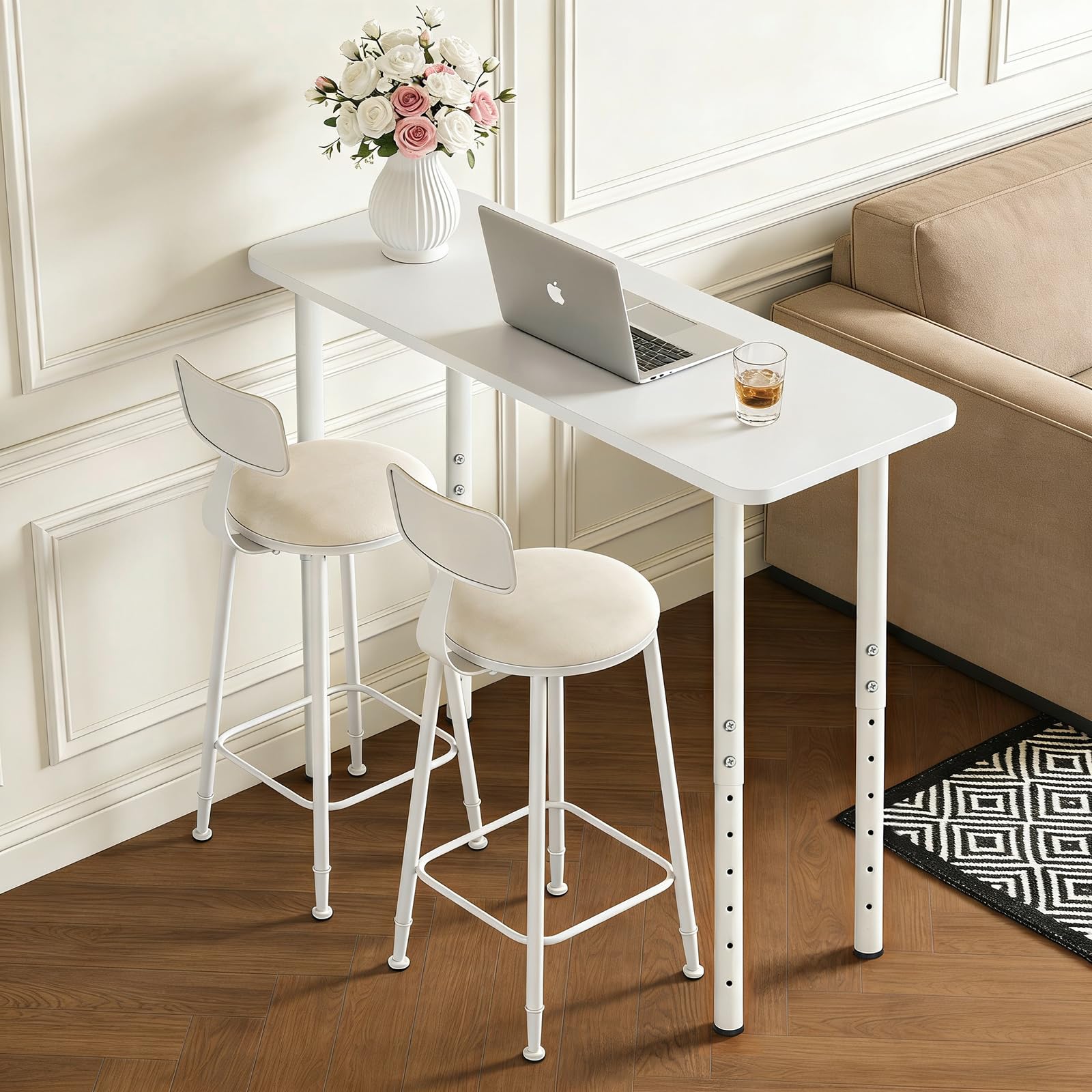 QLLY Set de 4 Patas de Mesa metálicas Ajustables, de 60 a 100 cm, para Oficina en casa, Bricolaje (Blanco)