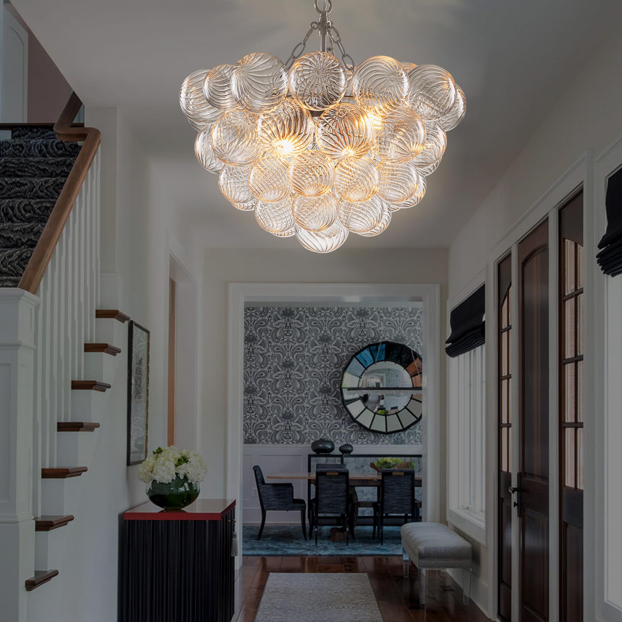 Lampadari a bolle, plafoniere a soffitto a bolle in vetro di Murano soffiato a mano con lampadine a LED, lampadario a risparmio energetico per soggiorno, camera da letto, corridoio, studio (bianco, 5
