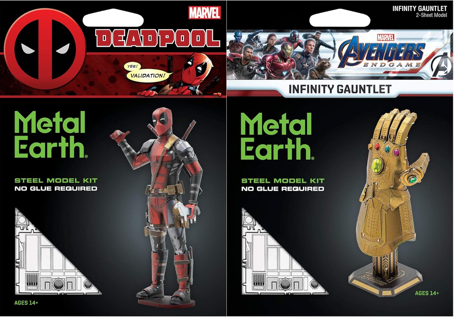 Metal Earth Fascinations 3D Metal Model Kits Set of 2 Marvel Deadpool - Infinity Gauntlet