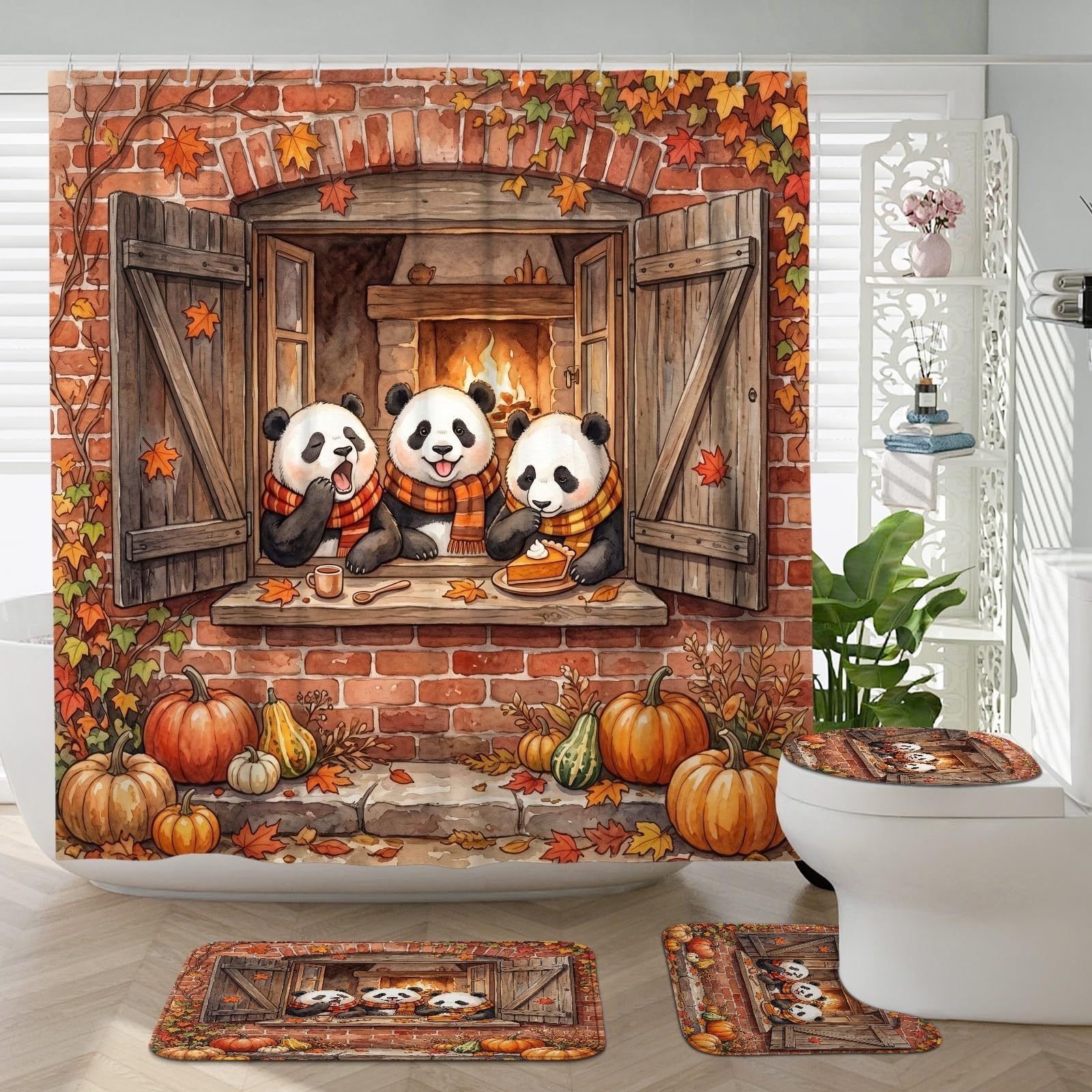 Accessoires de salle de bain panda d'automne pour rafraîchir une déco démodée