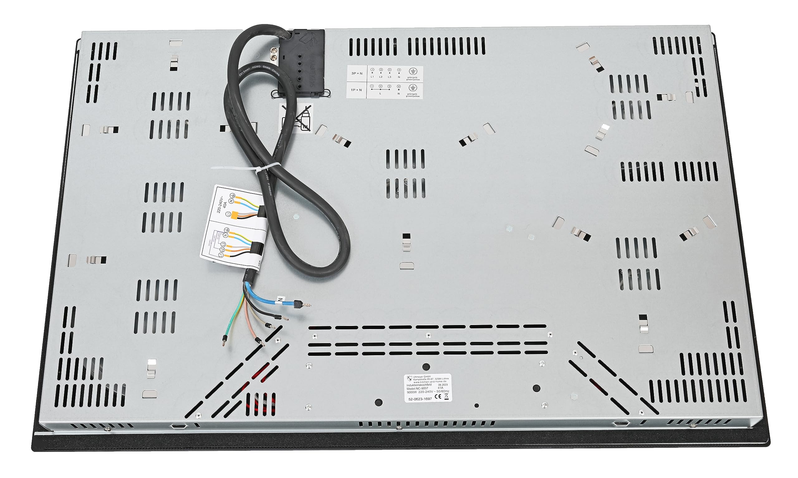 K&H Glaskeramikkochfeld NC-9007 5 Zonen 80cm 9000W 9 Leistungsstufen Starkstrom-Anschluss