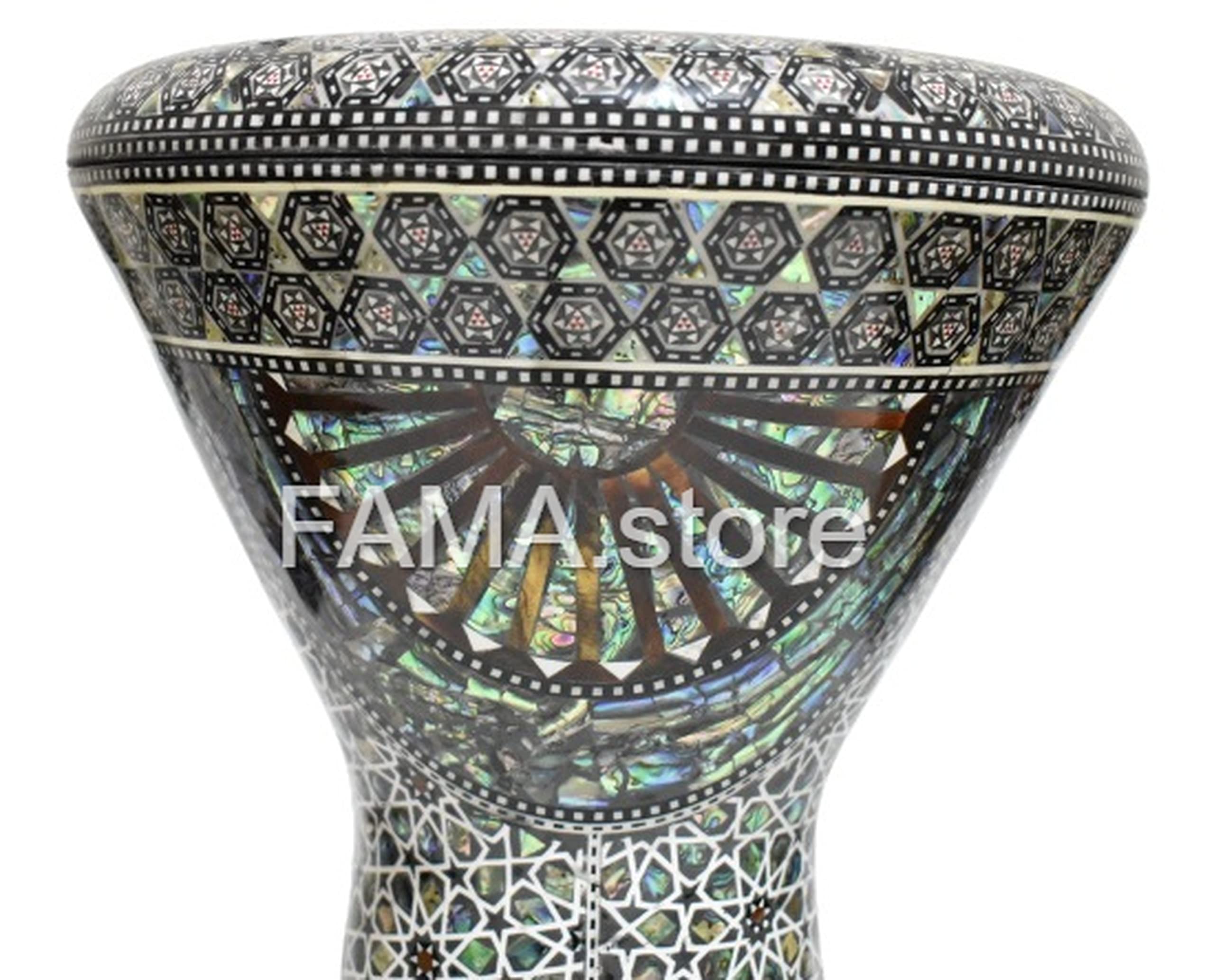 エジプト製　ダラブッカ（Darbuka）タブラ（Tabla） 太鼓　民族楽器 Amazon | Darbuka doumbek drum tabla 18.5/19インチ 象嵌 真珠層