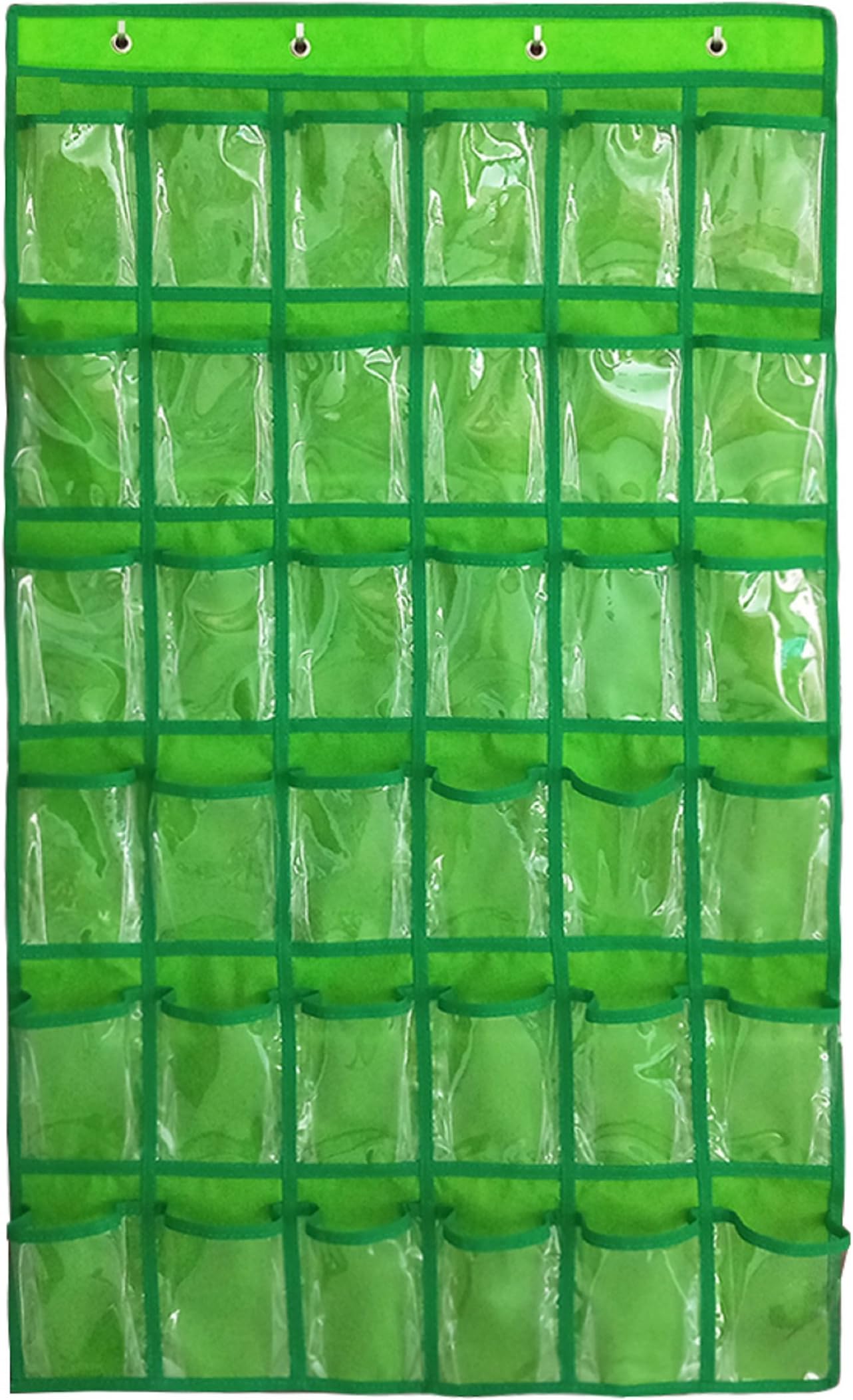 Hanging Closet Underwear Sock Jewelry Storage Over The Door Classroom Cell Phone Calculator Organizer 36 Clear Pockets (Green)
