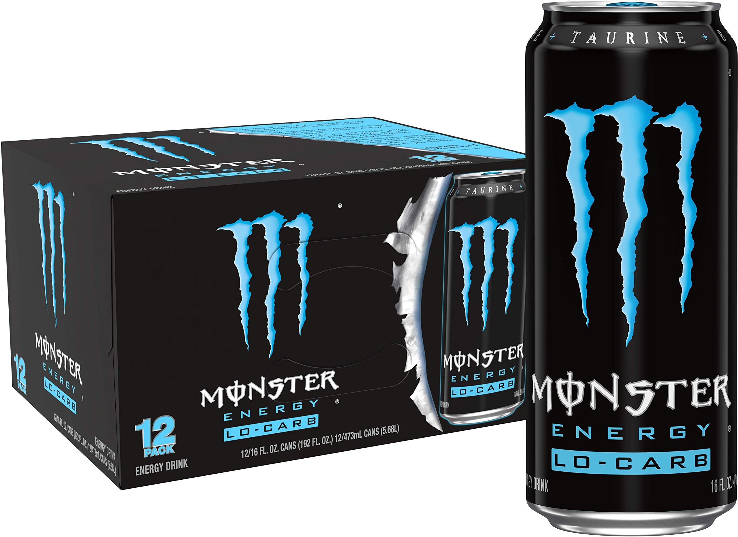 Energy, Lo-Carb Monster, Low Carb Energy Drink, 16 Ounce | Pack of 12