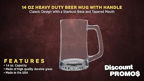 Miniatura 2 de DISCOUNT PROMOS ARC - Juego de 10 tazas de cerveza de vidrio de 14 onzas, ideal para Octoberfest, pub, restaurante, transparente