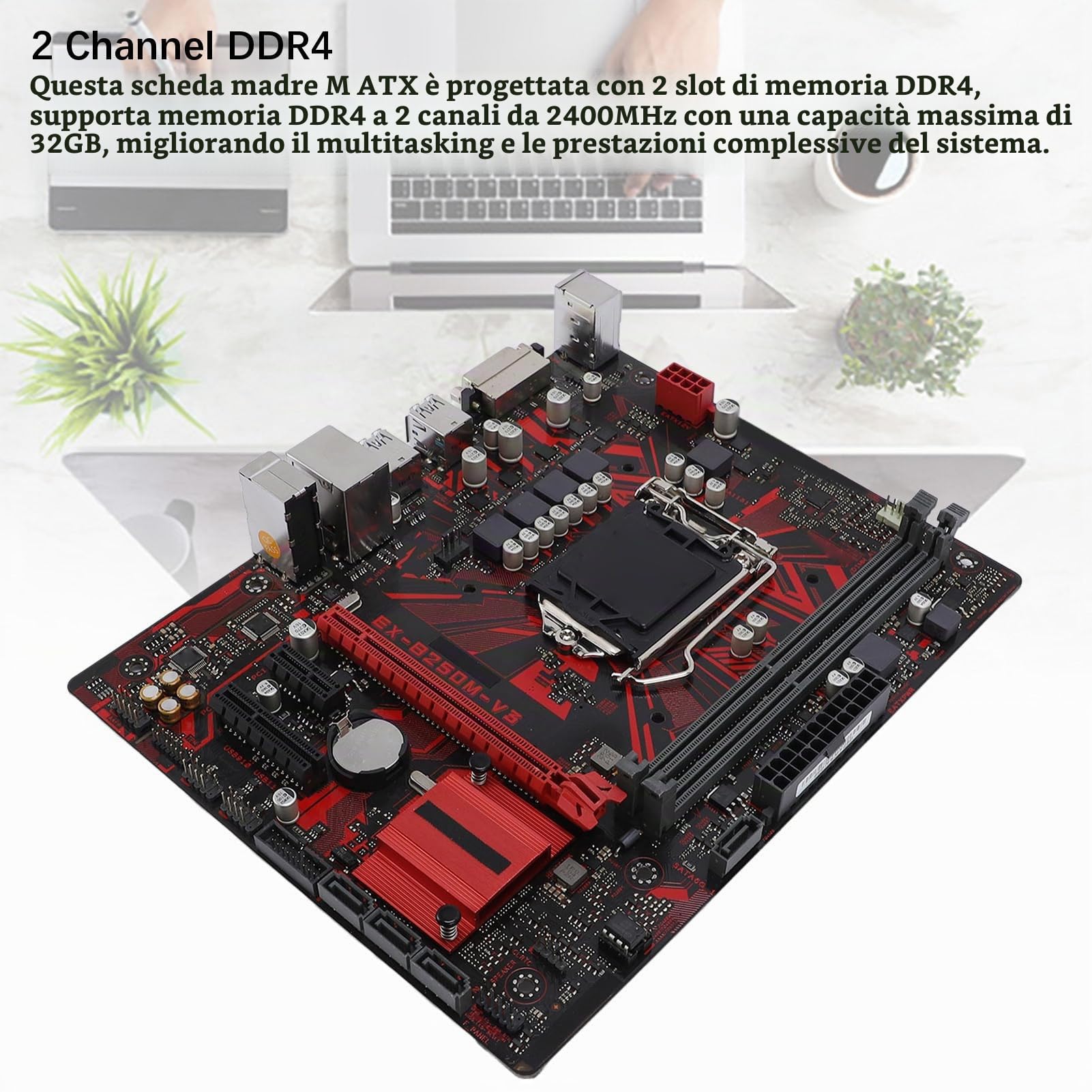 Cuifati LGA 1151 Motherboard, B250M V3 a 2 Canali DDR4 2400MHz Motherboard, per Core I7 I5 I3 14nm Processori CPU, PCI E 3.0, RTL8111HGGIGABIT Scheda di Rete