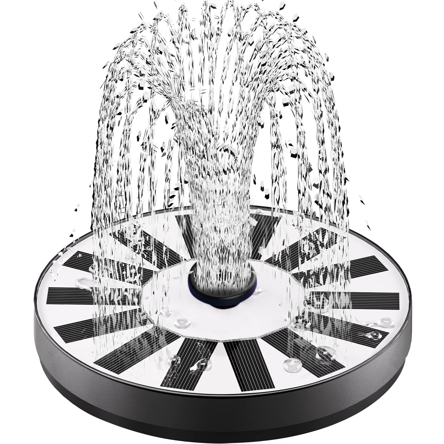 SZMP Fuente Solar para Estanque 100% Vidrio,Bomba de Fuente de energía Solar de con 8 boquillas y 4 fijadores,para Estanque de Jardín Fuente,Baño para Pájaros,Césped,Circulación de Agua para Oxígeno