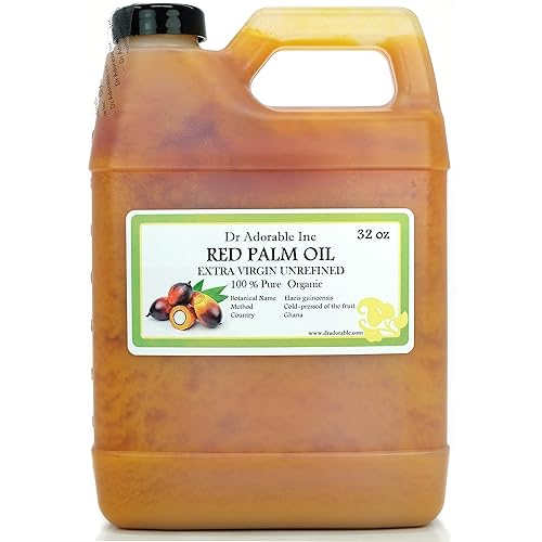Dr Adorable - 32 oz - Aceite de palma roja - Sin refinar crudo extra virgen 100% puro natural orgánico prensado en frío