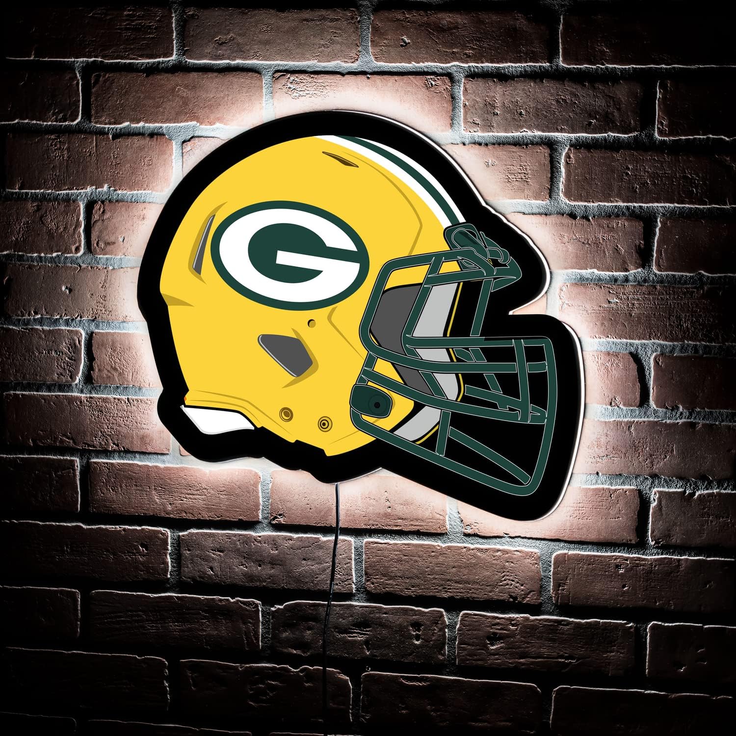 Team Sports America Evergreen NFL Green Bay Packers Ultra-Thin LED Light Wall Sign Decor | Full Size Replica Helmet | 19.5 x 15 Inches | Made in the USA