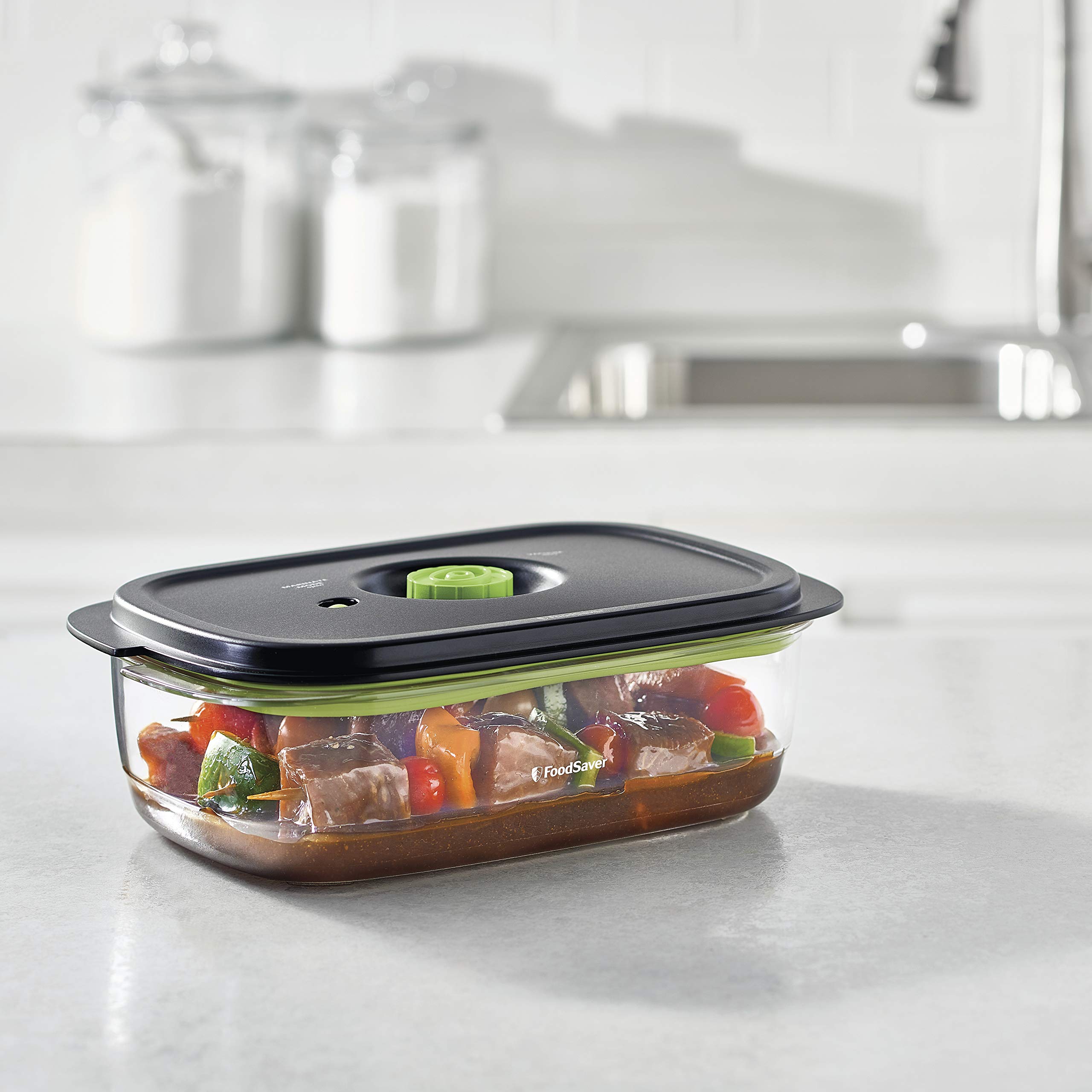 FoodSaver Contenitore Salva Freschezza per Sottovuoto da 2.3 Litri, con Funzione Marinatura, BPA Free, Indicatore del Vuoto, Trasparente, 2.3 L