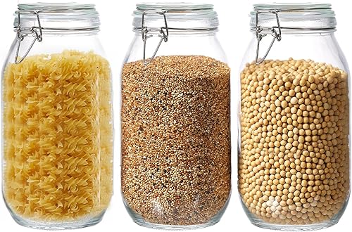 Miniatura 12 de Paquete de 5 frascos de almacenamiento de alimentos de 25 onzas con tapas herméticas, recipientes de vidrio con cierre de clip de alambre de sellado