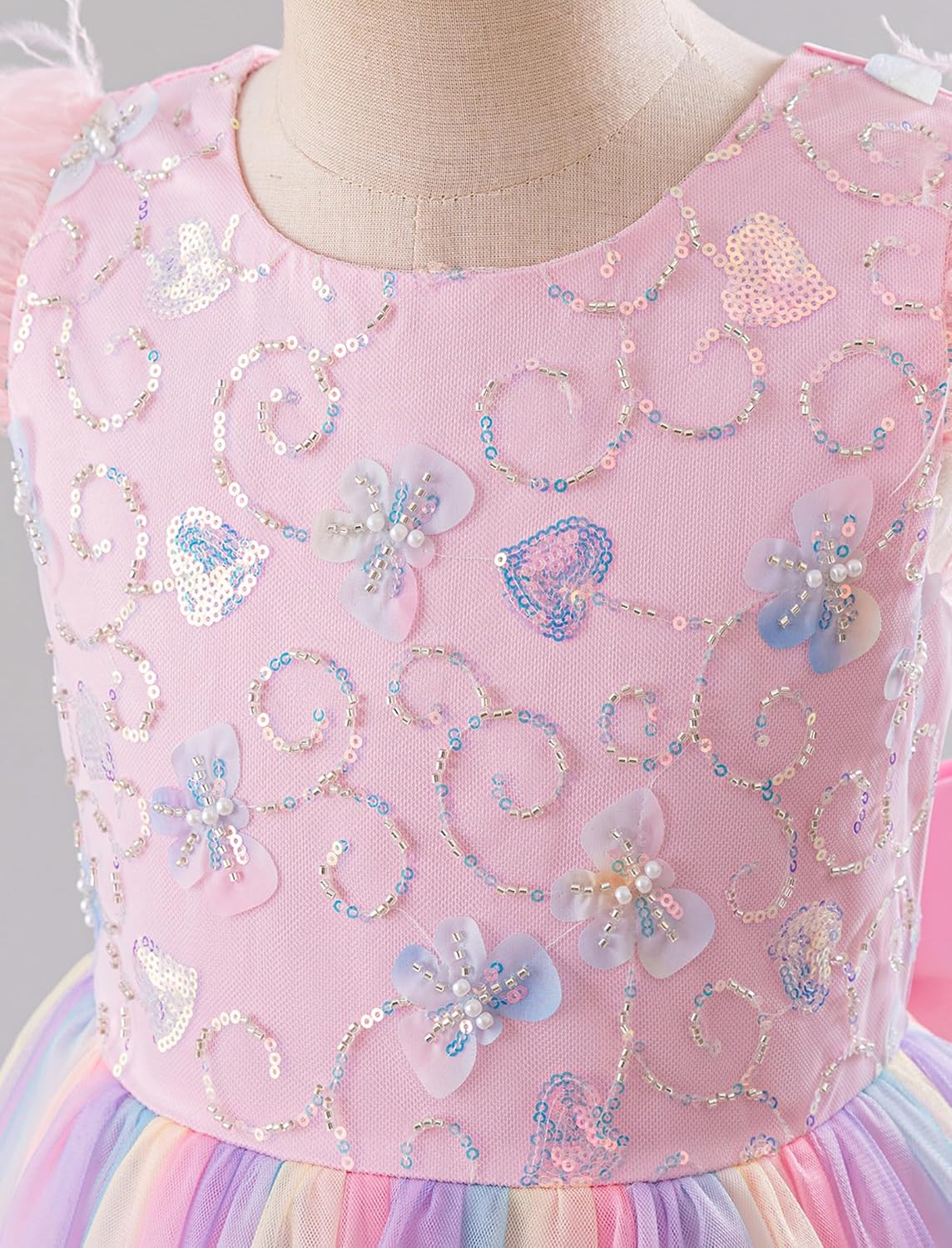 IDOPIP Sequin Butterfly Flower Girl Dress for Kids Wedding Pageant Party Long Gown Princess Birthday Communion Tulle Dresses - Image 2