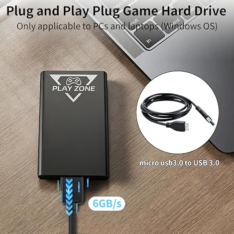 JAnimauxx Gaming Hard Drive with 3 Game Systems, Retro Game Console with Built in 16191 Games, Emulator Console with 80 Game Emulators, Video Game Console for PC (Game HDD-1 Wired controller)