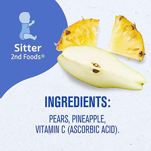 Vista 8 de Gerber 2nd Foods - Alimento para bebés, mezcla de puré de piña y pera, natural y sin OMG, tarros de 4 onzas, 2 paquetes con 8 unidades (16 unidades).