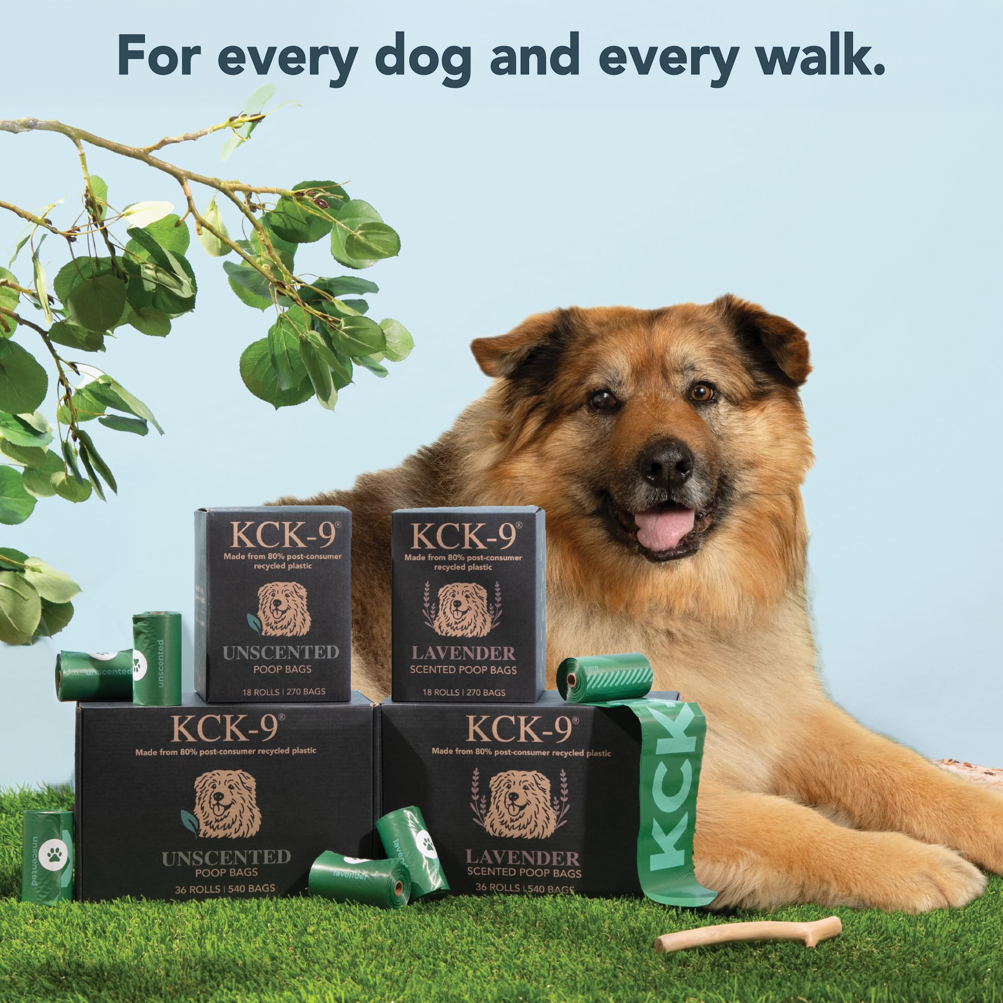 Bolsas para excrementos para perros, a prueba de fugas, extra gruesas, hechas de 80% plástico reciclado (sin perfume, 270 bolsas)
