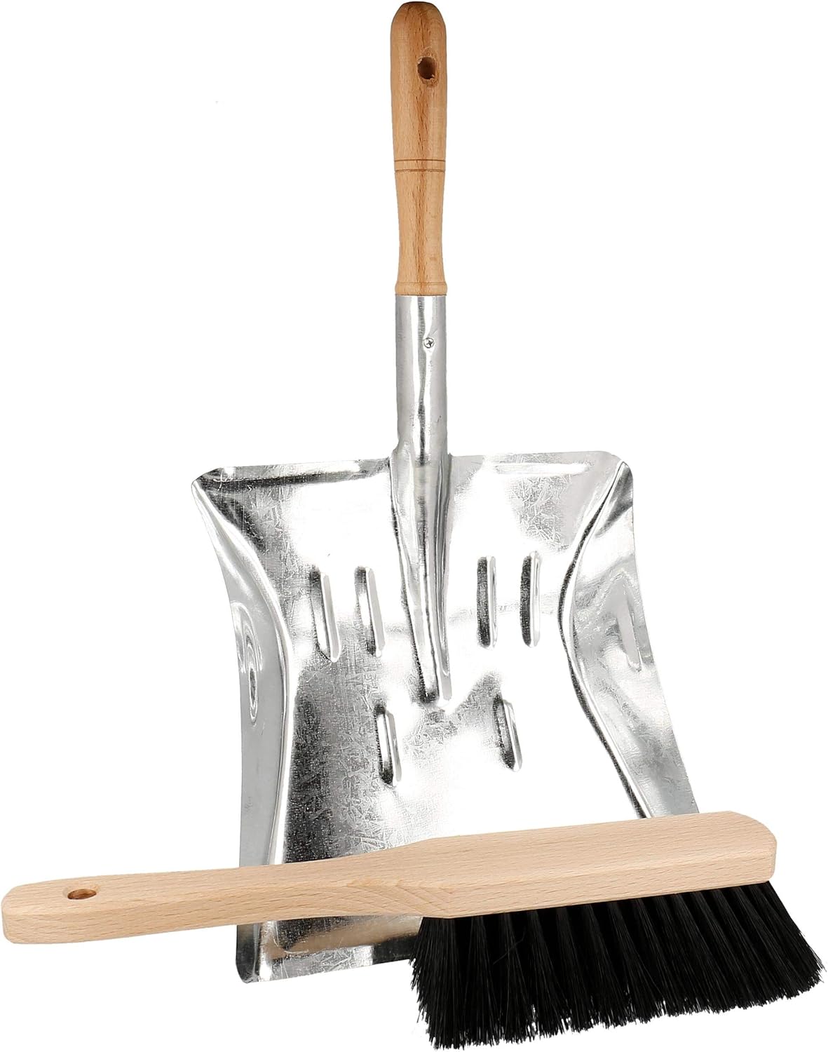 Lantelme Dustpan Set with Hand Brush Wood Dustpan Metal Robust Shovel