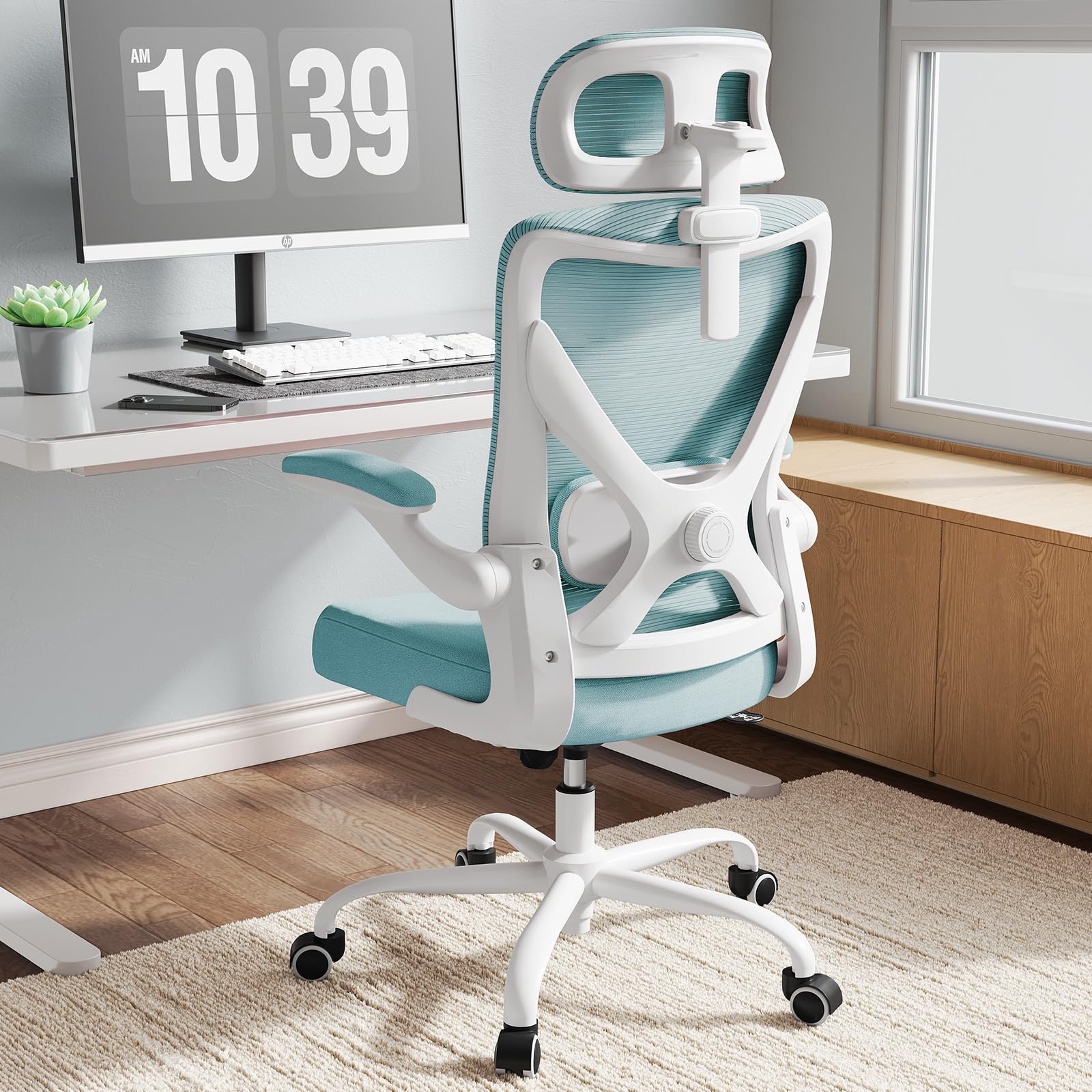 TRALT Bürostuhl - Ergonomischer Bürostuhl mit Verstellbare Lordosenstütze Kopfstütze Gaming Stuhl - Office Desk Chair in X-Form Büro Stuhl - Computerstuhl Schreibtischstuhl 150kg