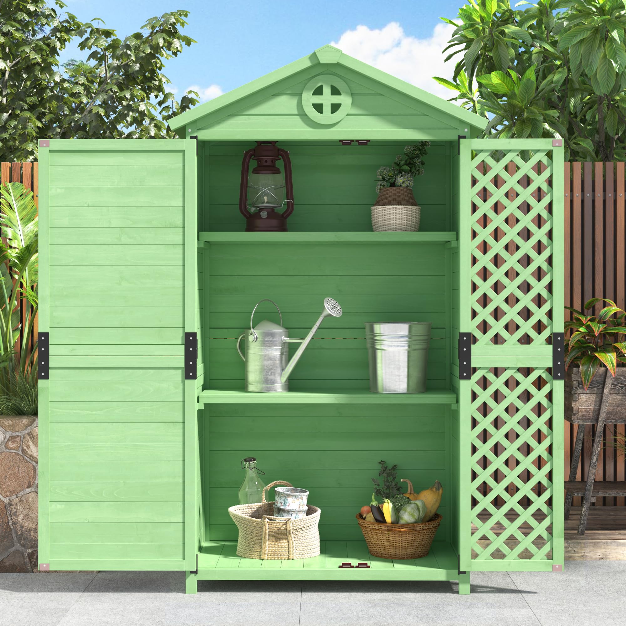 Mobili da giardino in legno, per esterni, per giardino, terrazza, non sbiadisce, resistente alle intemperie, senza manutenzione, ecologico, sicuro e protetto (verde)