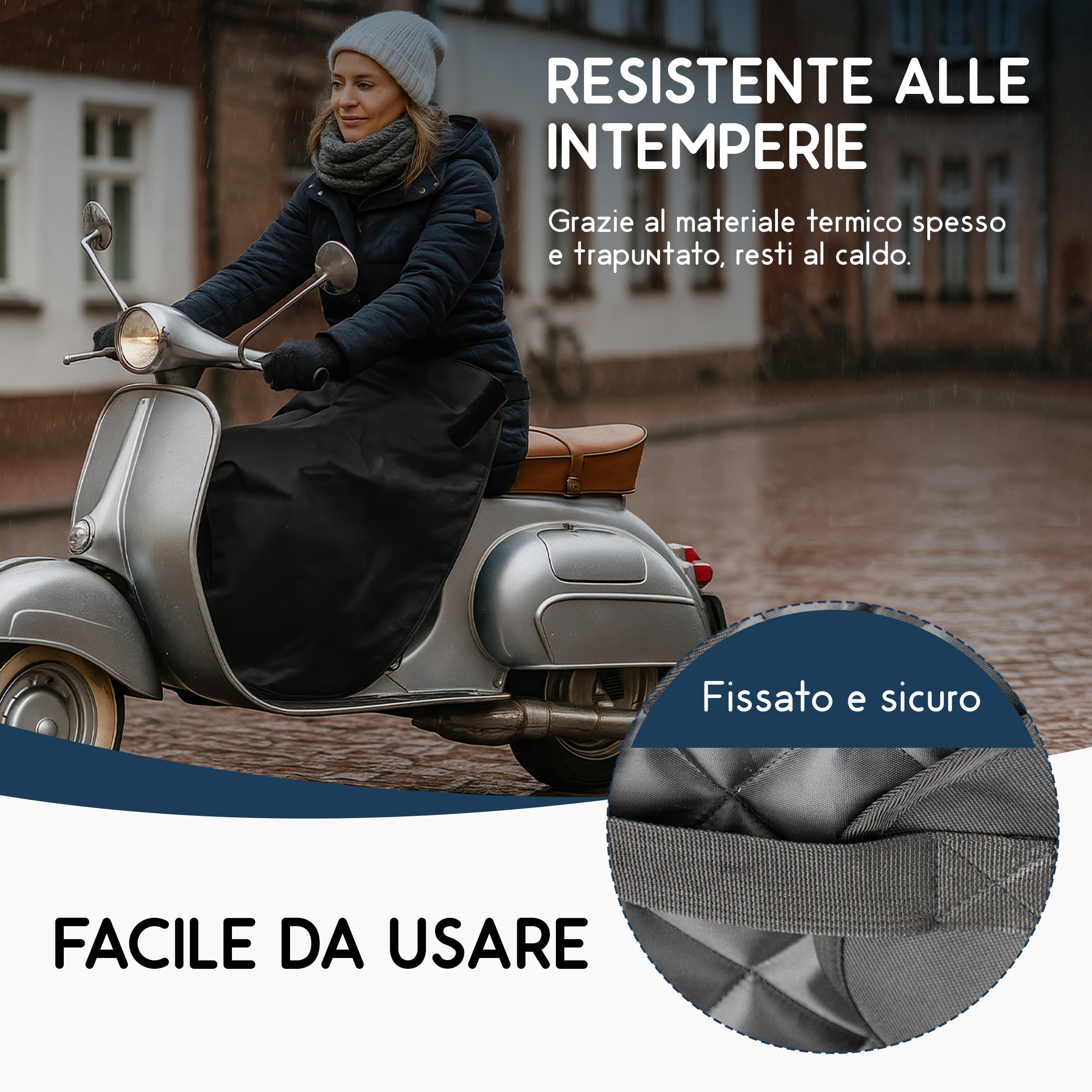 Scooter - Tappeto universale per gambe - Scalda gambe - Coperta - Tappeto Scootmobile - Impermeabile - Antivento - Copertina Scooter