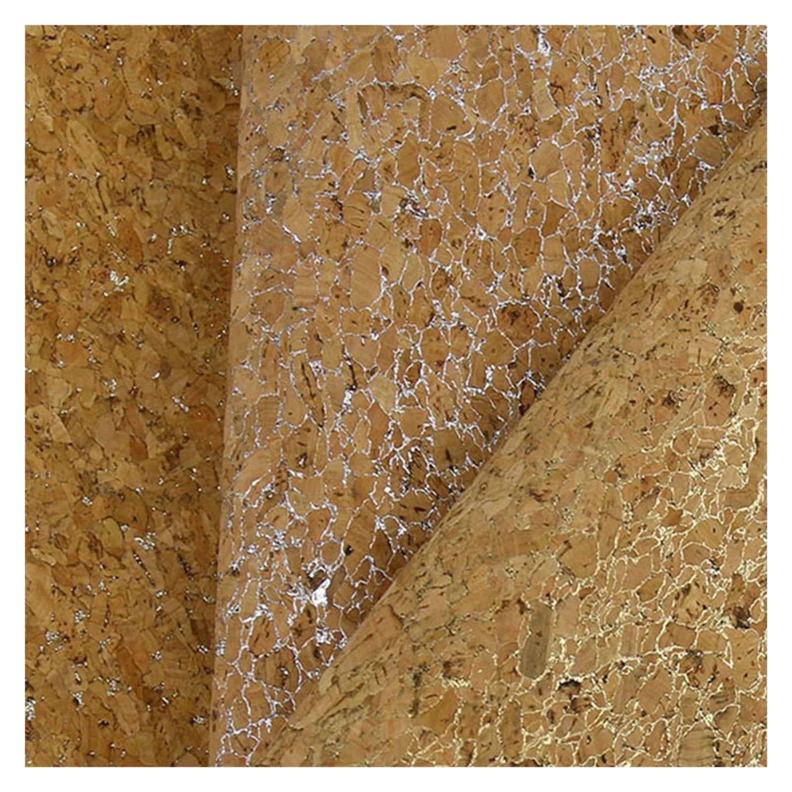 1 Meter PU-Kunstleder-PU-Stoff Mit Korkdruck | Holz 135 cm for Handtaschen, Schuhe, Geldbörsen, Krawatten, Bastelarbeiten(Color17)