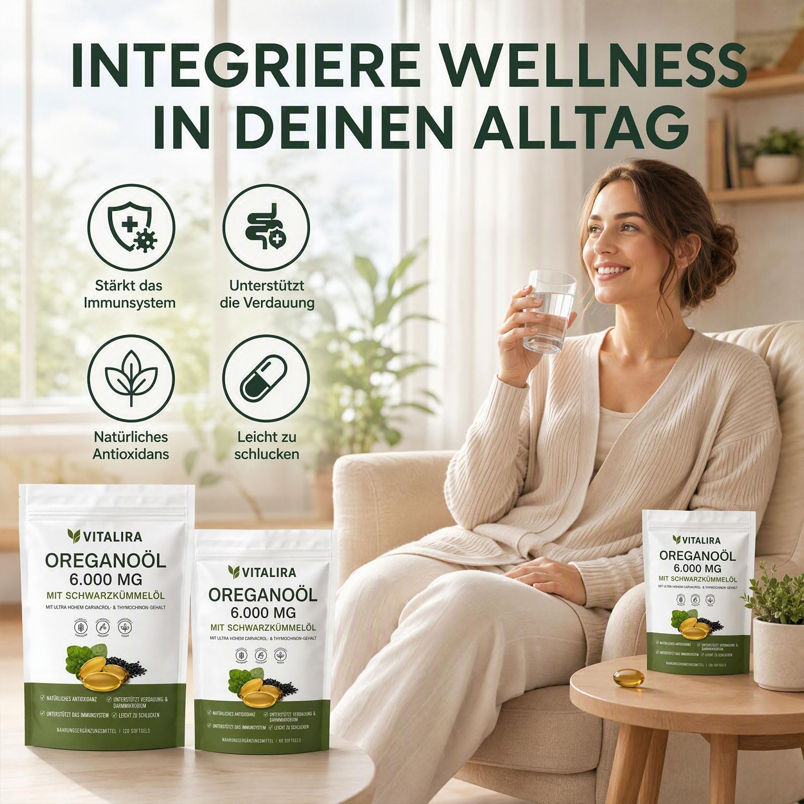 Vitalira Oregano-öl Weichkapseln 6000 mg – 60 Softgels