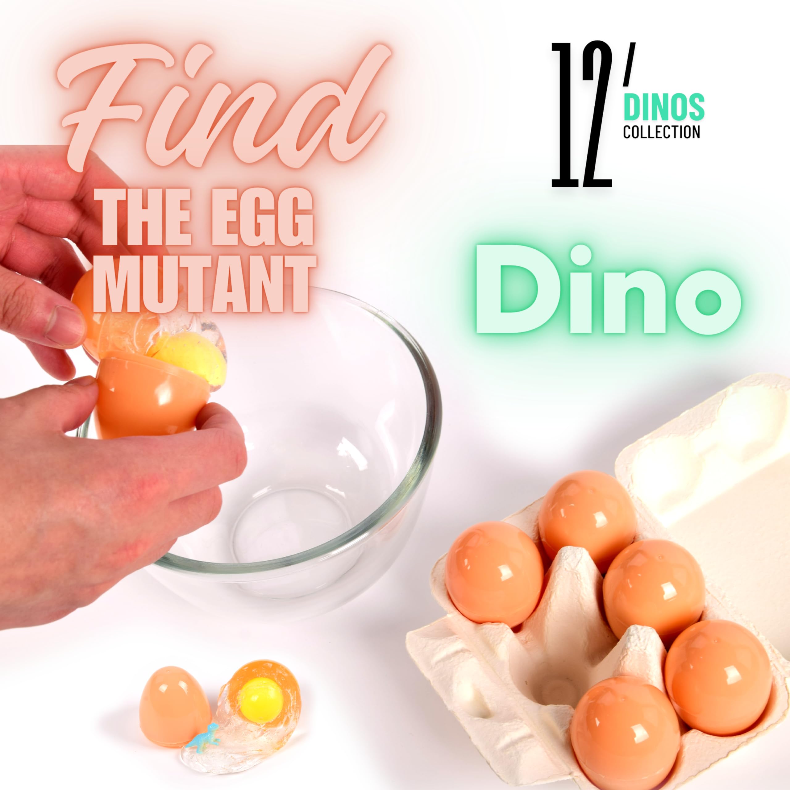 ToysButty Dinosaur Easter Egg Slime Kit - 6 Surprise Dino Eggs with Mutant Toys & Book, Transparent, Small - Image 2