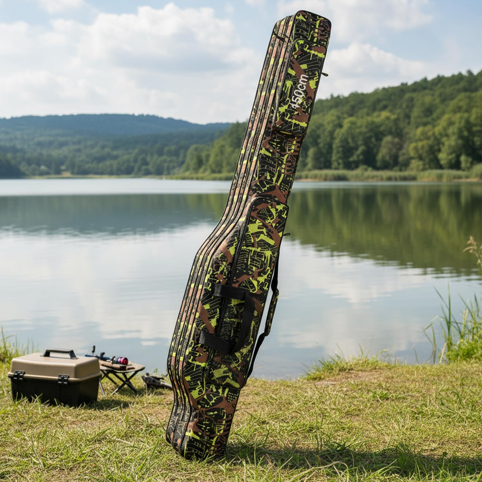 2-warstwowa torba na sprzęt wędkarski Oxford 600D, torba na wędkę (czarna 1,5 M)