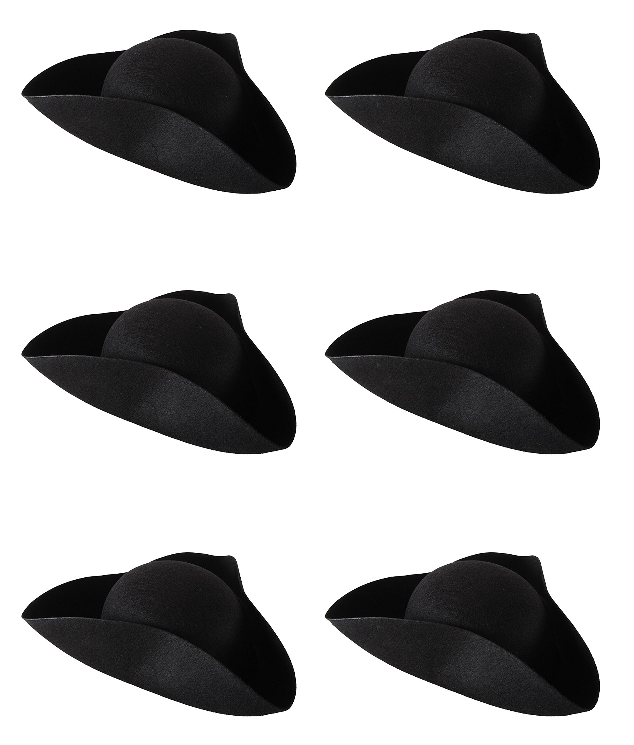 Beistle 60043, 6 Piece Felt Tricorn Hats, Black