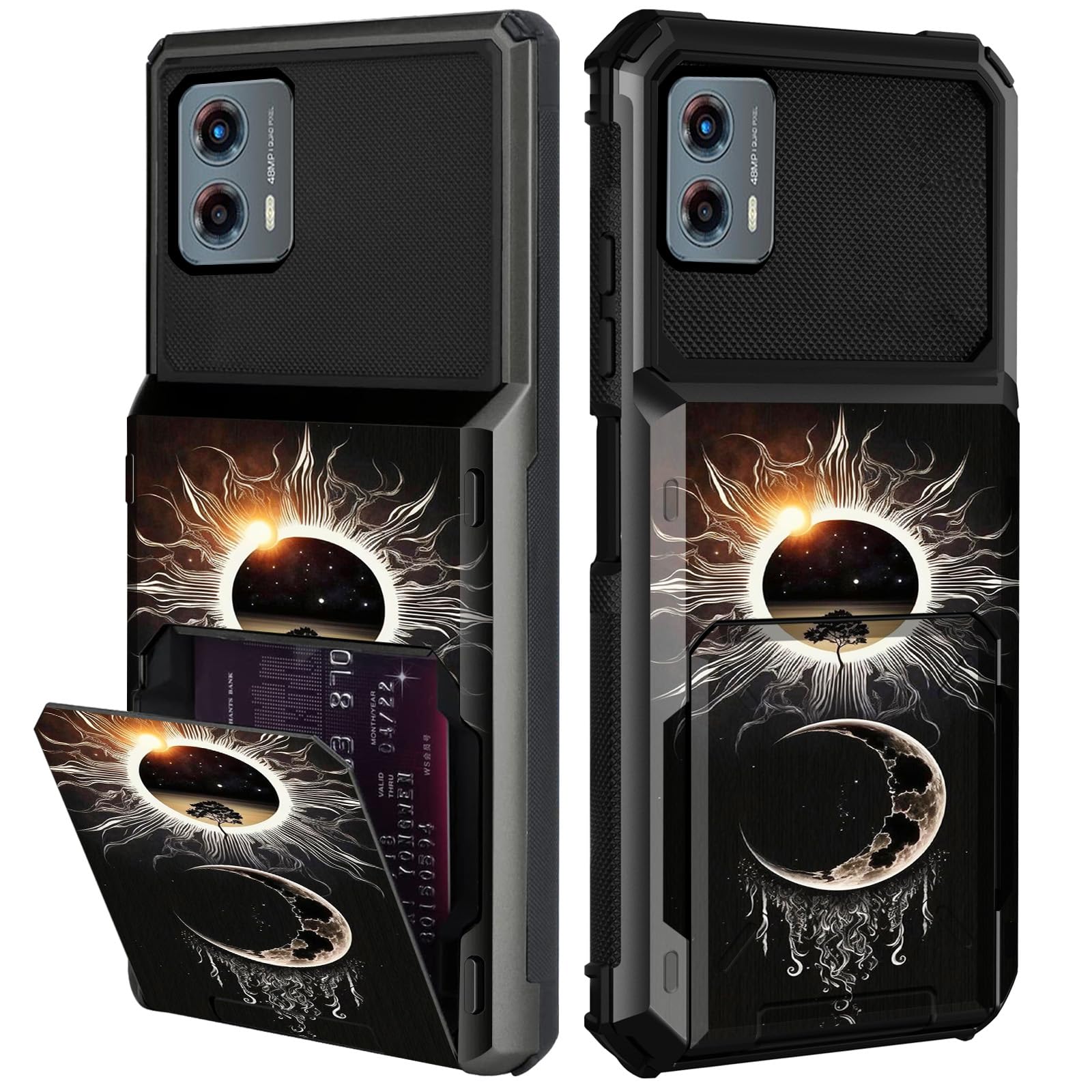 for Motorola Moto G 5G 2024/G Play 5G 2024 Wallet Case with Card Holder Slot Hidden Credit Card ID Protective Case Rugged Bumper Cover for Moto G 5G