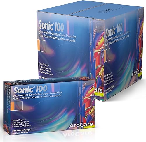 AroCare Blue Nitrile Gloves, Powder and Latex Free, 4 Mil