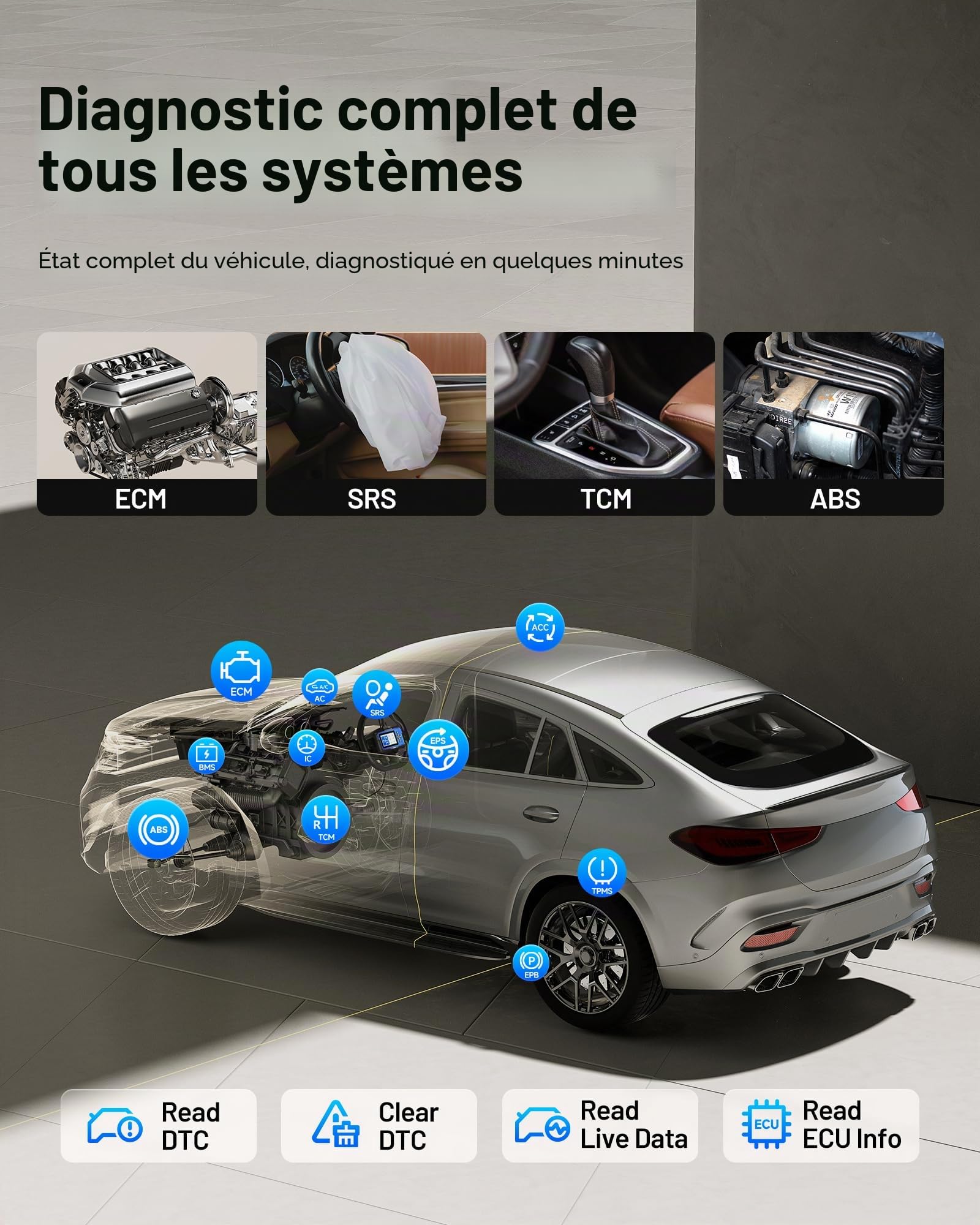 TOPDON Valise Diagnostic Auto AD600Elite de Systèmes Complet
