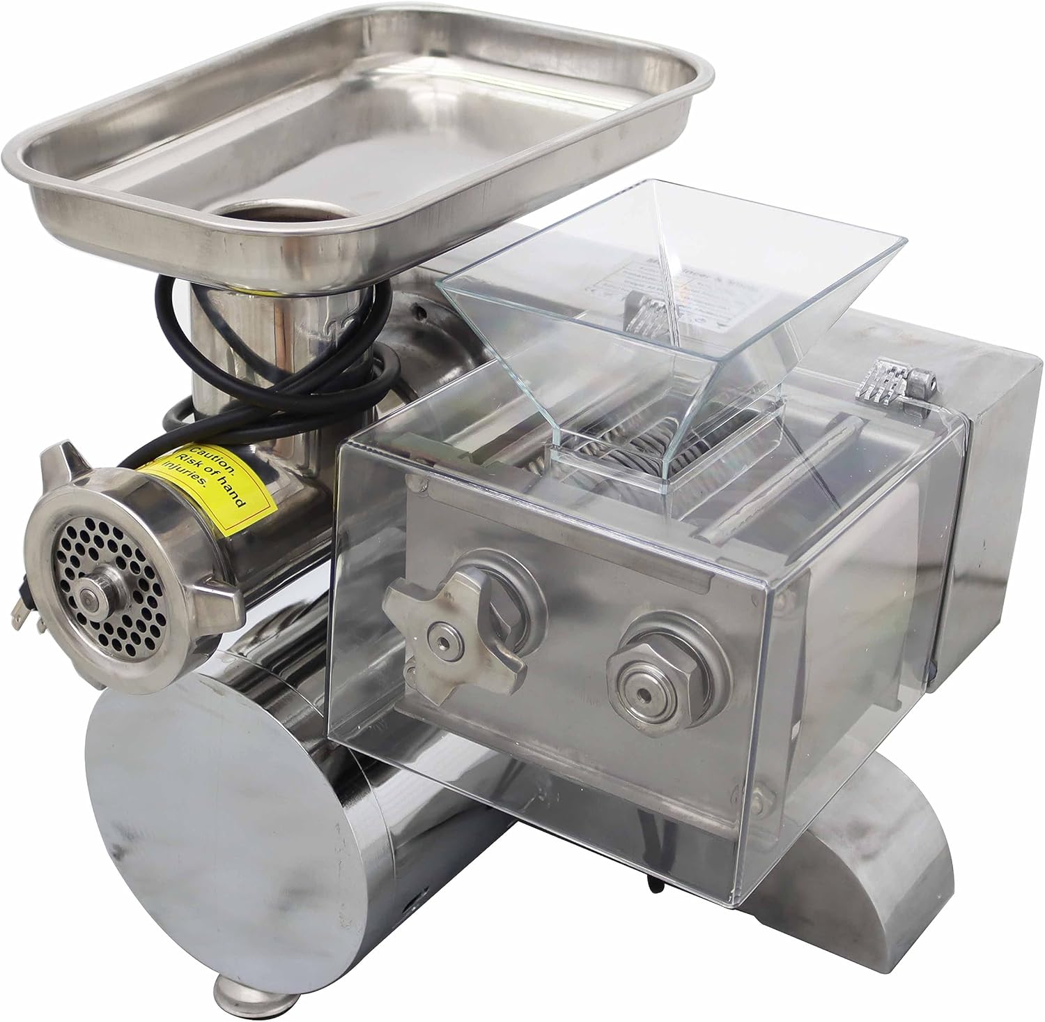 TECHTONGDA Electric Meat Cutter Slicer Grinder Crusher Commercial Shredded Diced for Steak Beef Pork 5mm Cutter and 6mm Plate for Grinder