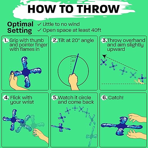 Miniatura 6 de Boomerang - Juguetes voladores para niños de 8 a 12 años juguetes voladores giratorios para niños - Juguete giratorio volador, juguete de