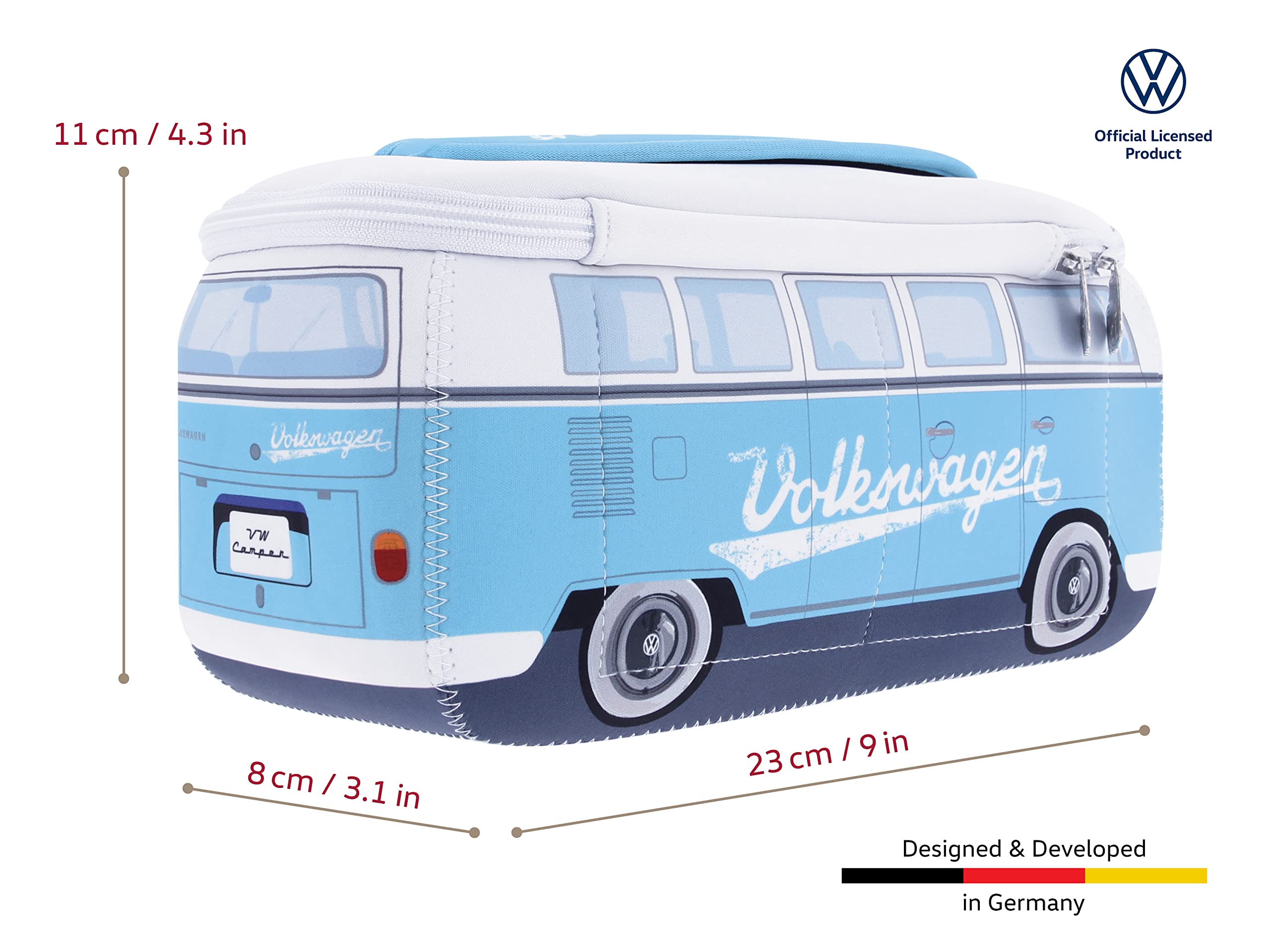 BRISA VW Collection - Volkswagen Neoprene Universal Makeup Cosmetics Toiletry Travel Pharmacy Bag in T1 Bus Design (Turquoise/Small) - Image 3