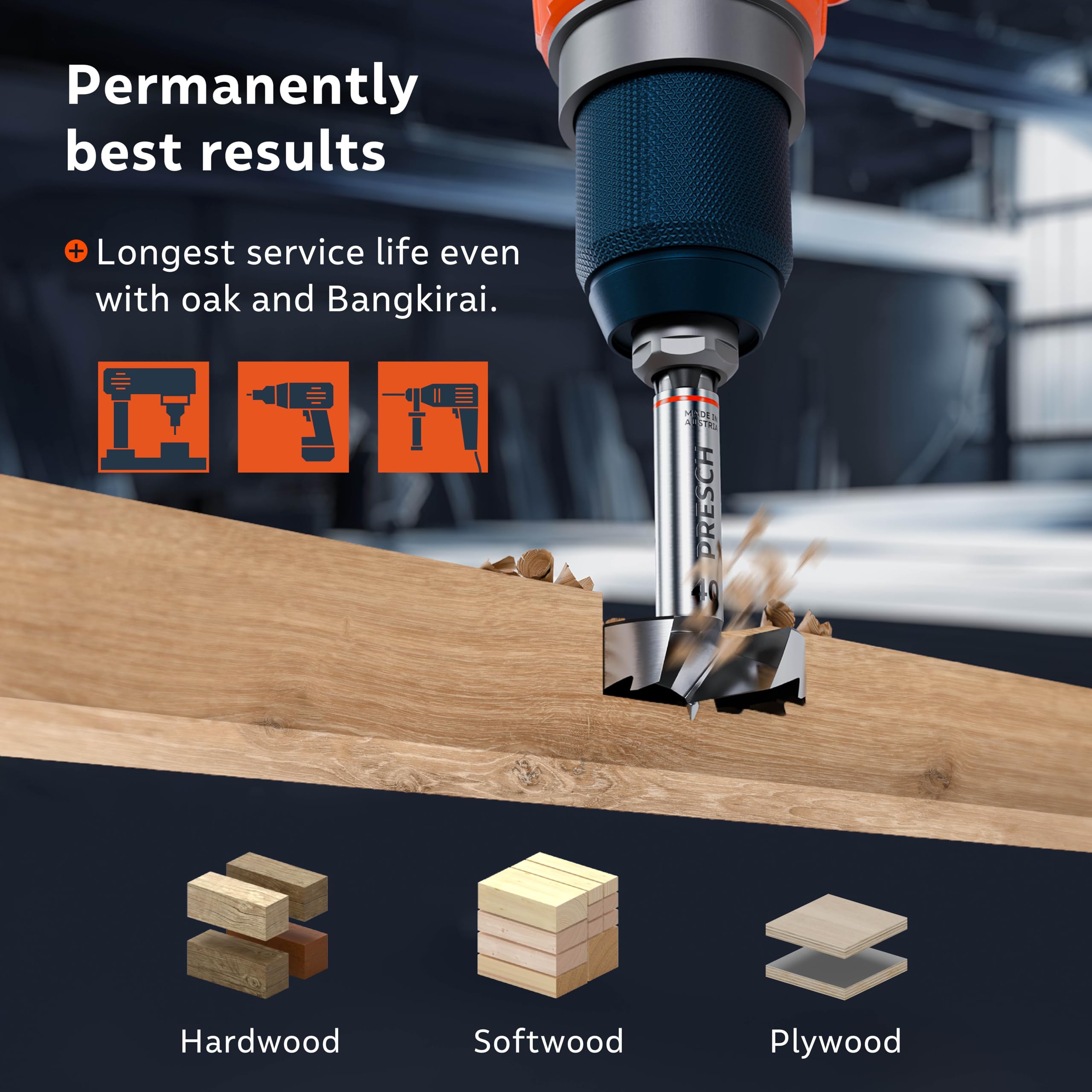 Presch Forstner Drill Bit diameter 40mm, drill bit for wood with high-precision centering point for perfect round holes - Image 4