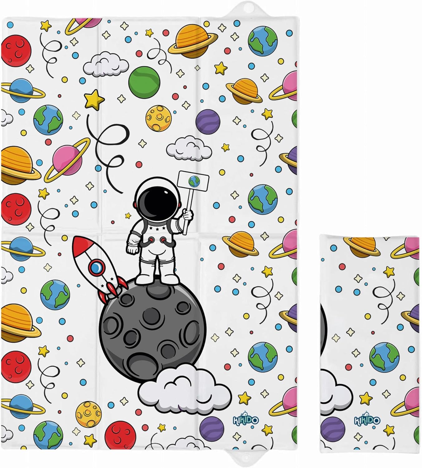 Kikido Portable Baby Changing Mat 40 x 60 cm – Astronaut – Soft Changing Cushion, Foldable and Waterproof 60 x 40 cm – Travel Mat for Changing Nappy