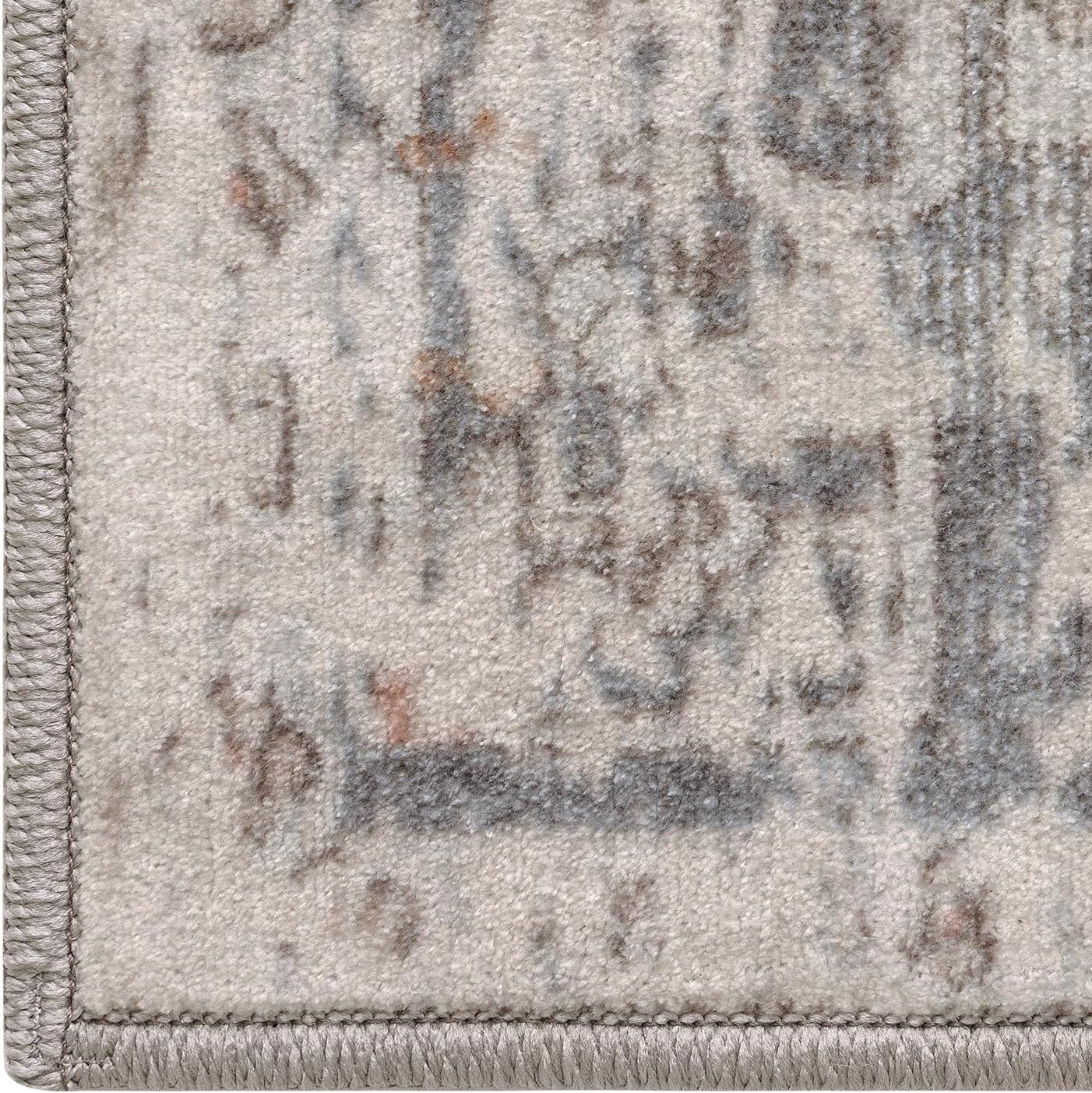 DEXI Area Rugs for Living Room, Washable Low Pile Vintage Traditional Rug for Bedroom, Non Slip Indoor Carpet for Dining Office Nursery, 5x8, Beige Blue - Image 5