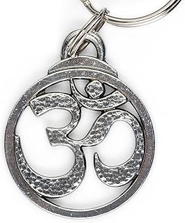 DANFORTH â€“ Pewter Om Keyring â€“ Spiritual & Meditation Charms â€“ Handcast Yoga Keychain â€“ Yoga Instructor, Yogi & Yoga Class Members Gifts â€“ Made In USA