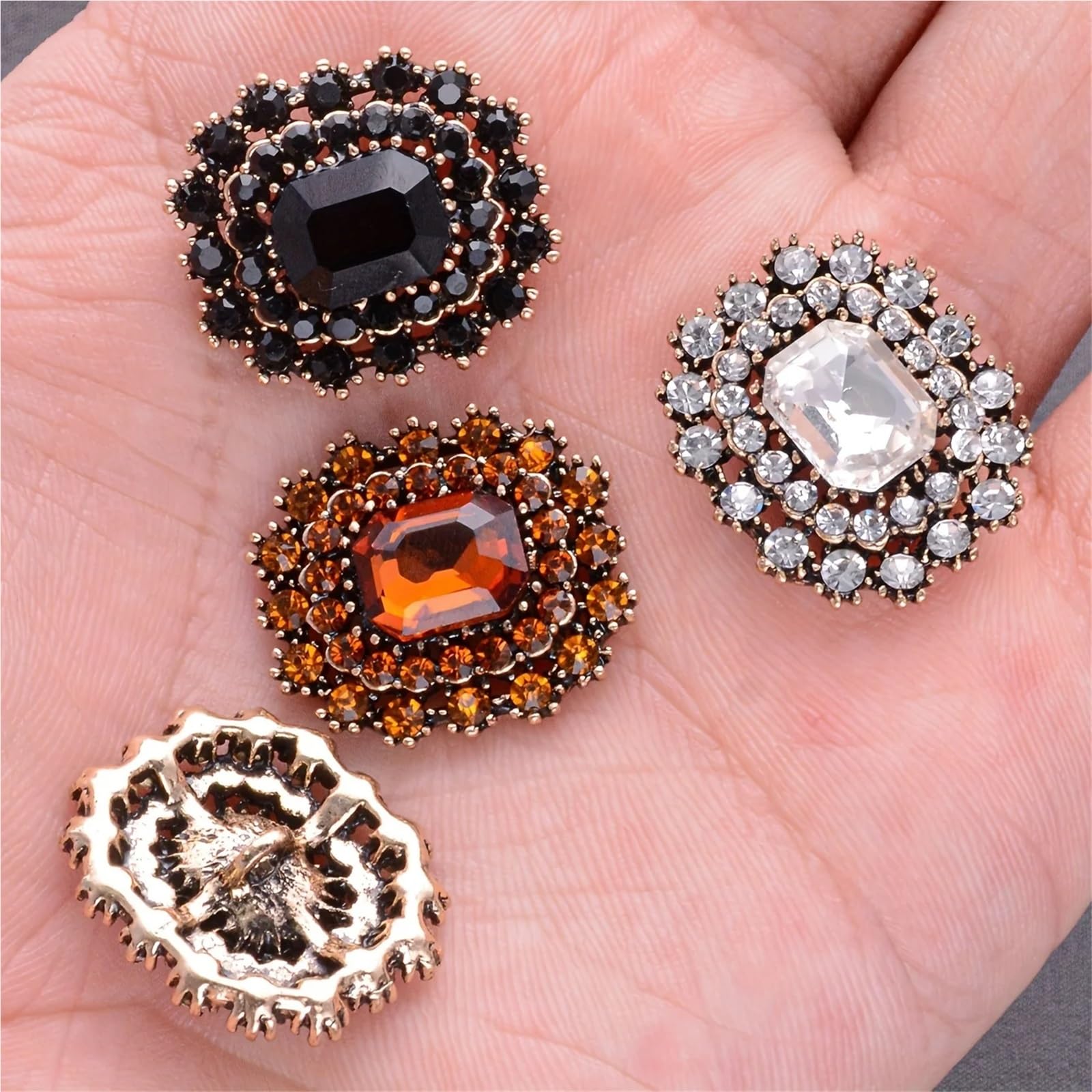 Künstliche Strass-Perlenknöpfe, 16 mm, 6 Stück
