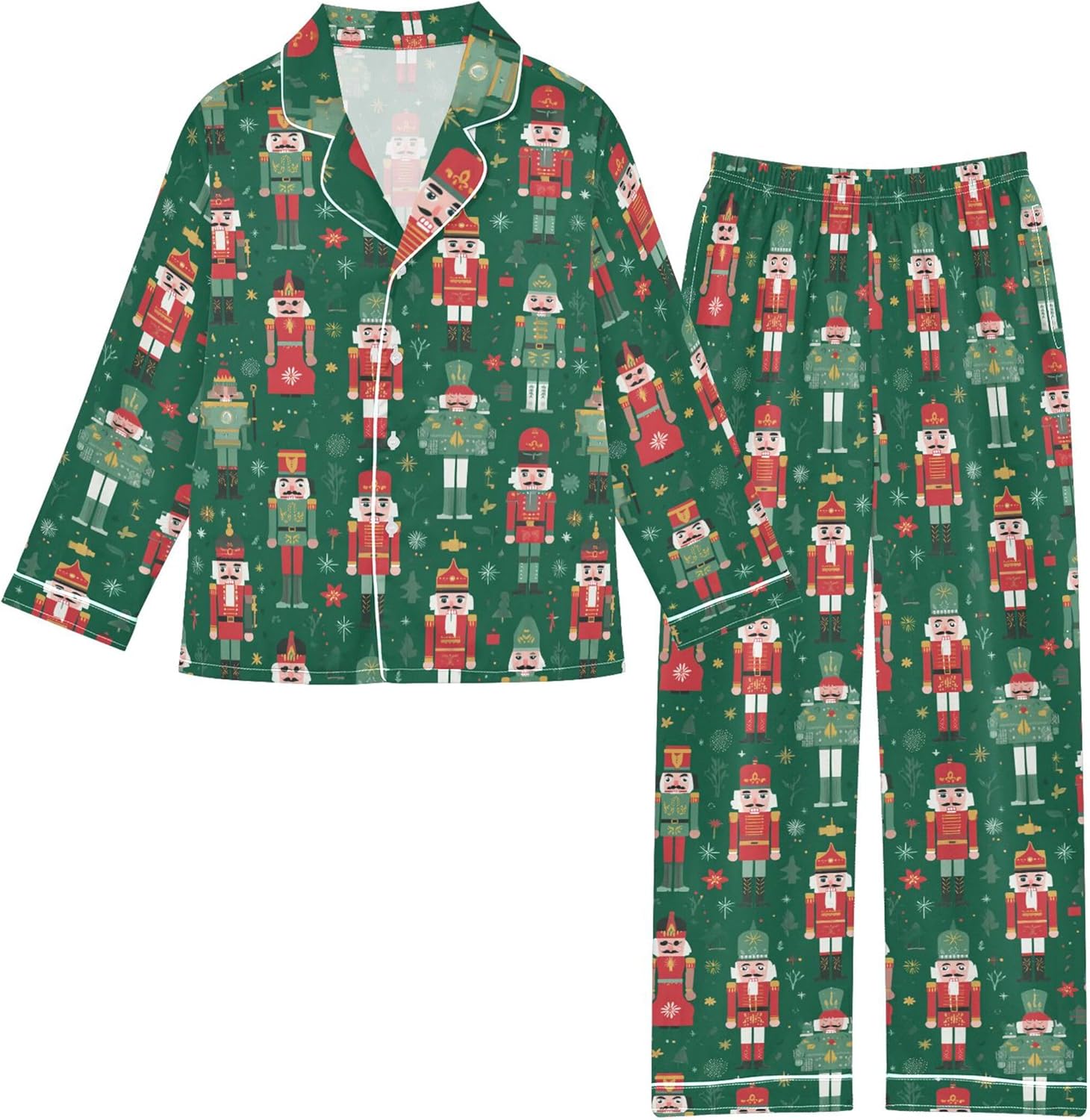 Silk Pajama Sets Long Sleeve Pajamas Soft Sleepwear 2 Piece Pjs Set