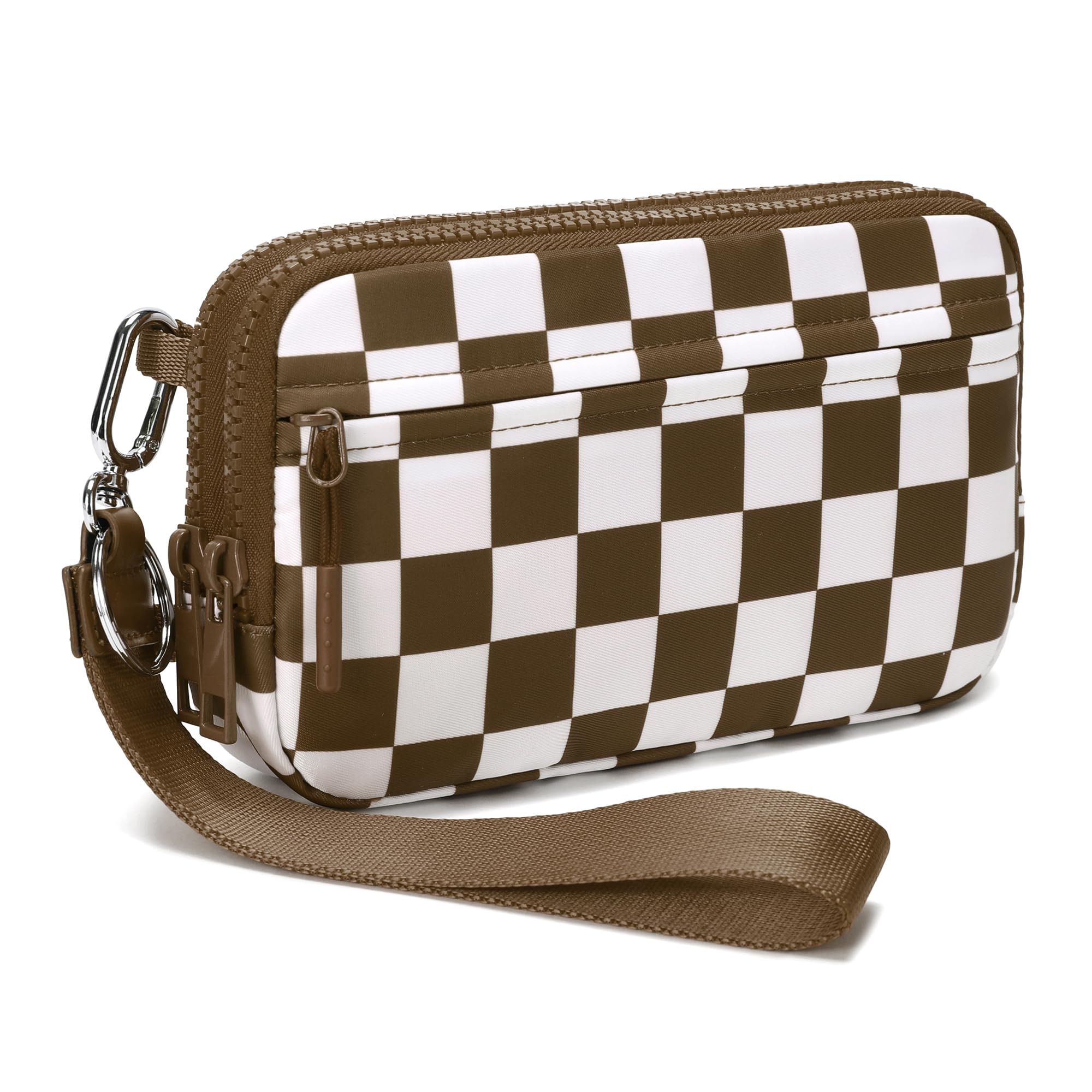 FODOKO Wristlet wallets for women Nylon Quilted Wallet with 4 Zippers,Travel Credit Card,Holder Cell Phone Organizer