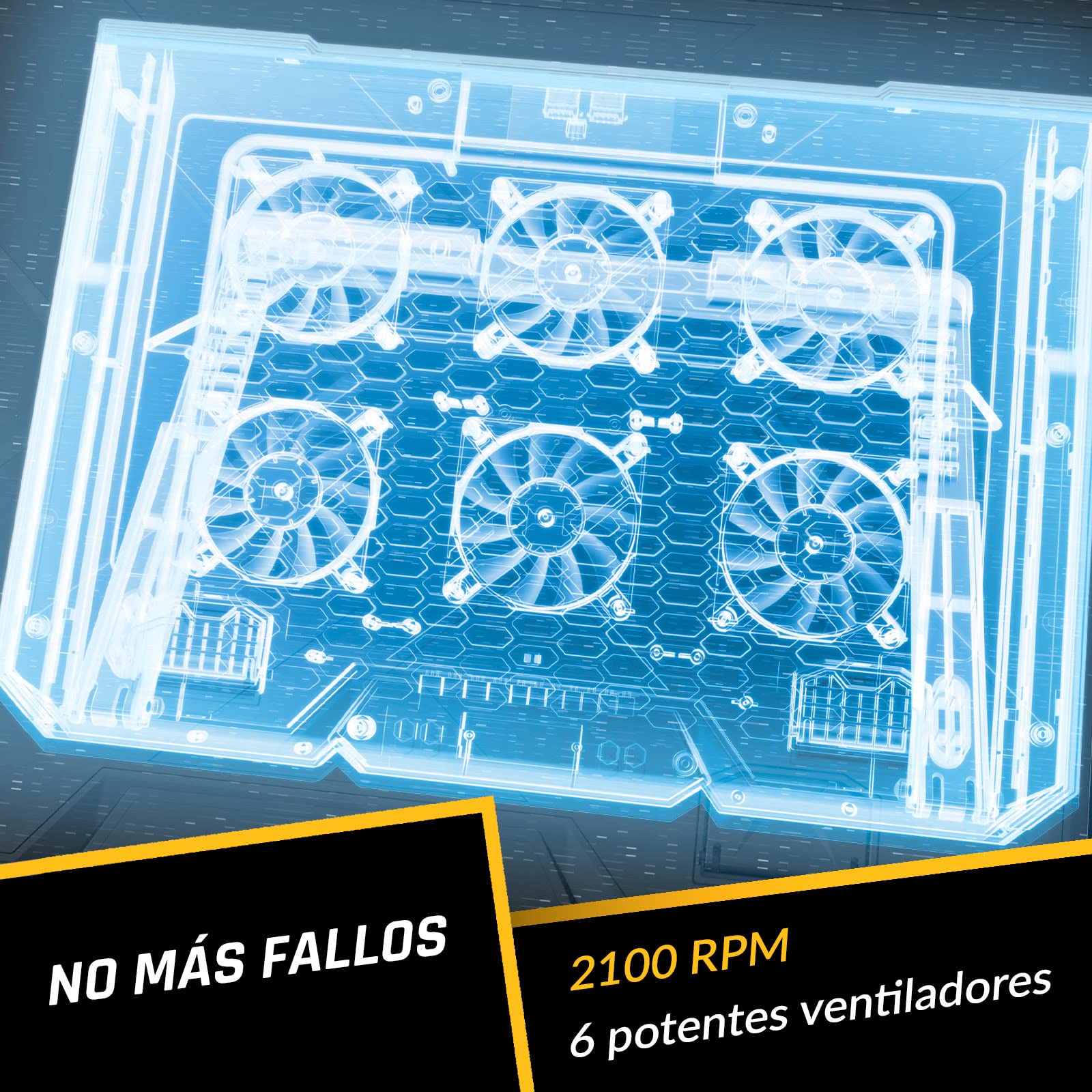 KLIM Glacier - Base refrigeradora portátil de 6 Ventiladores - Nuevo - Iluminación RGB - 11" a 17" - Refrigeración para portátil Gaming - USB - Estable y silenciosa - Compatible PC Mac PS4 Xbox
