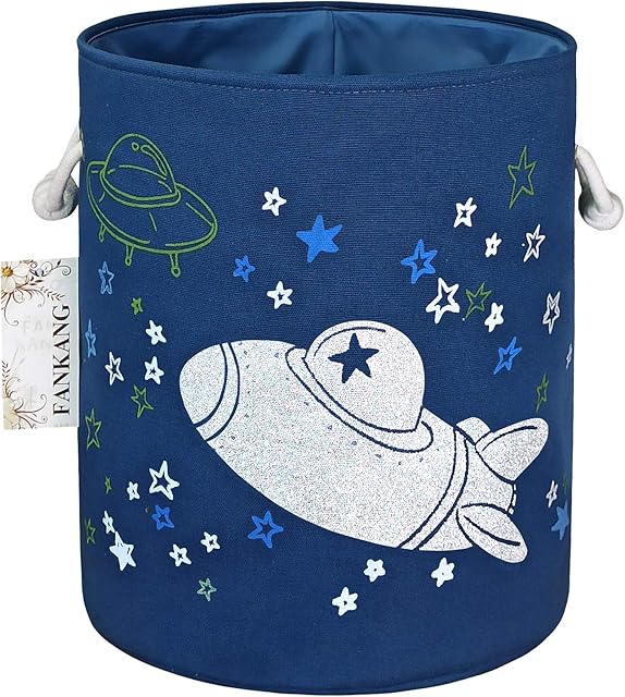 FANKANG Laundry Hamper Storage Bins Nursery Hamper Canvas Foldable Large Storage Baskets for Kids Toys Room, Nursery, Home,Gift Basket, Office, Bedroom, Clothes (Spaceship)