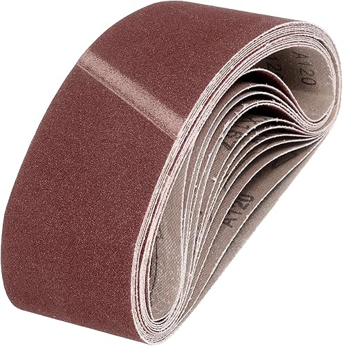 Miniatura 62 de HARFINGTON 3 correas de lijado de 18 pulgadas, 12 unidades de 60 granos de óxido de aluminio abrasivo de lijadora para carpintería, pulido de metal,