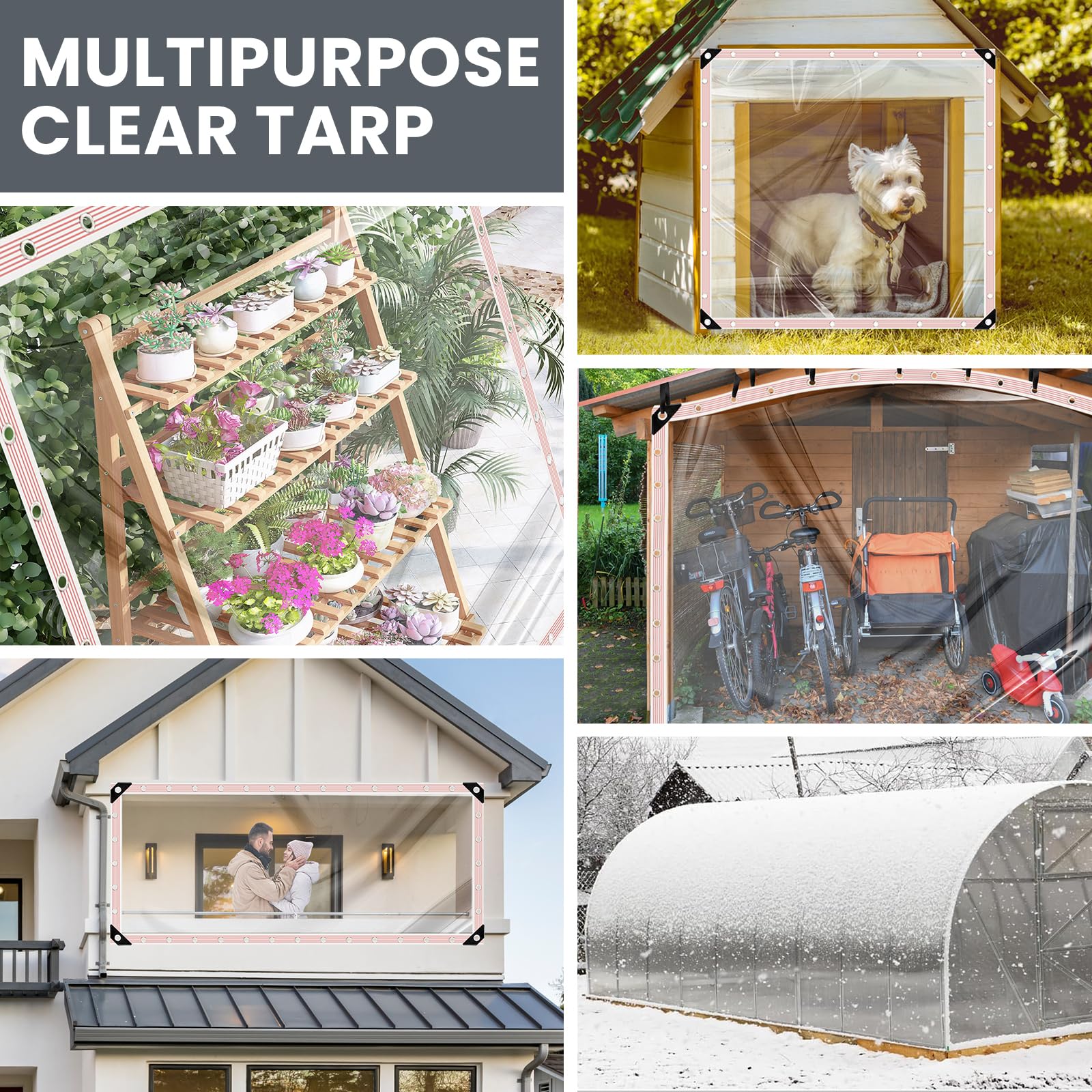 Clear Plastic Tarp 6X10FT Clear Waterproof Tarps(Increase Grommets ...