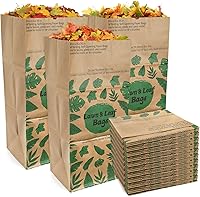 YOUEON 10-Pack 30 Gallon Heavy Duty Brown Paper Leaf Bags - 2-Ply Tear-Resistant, Self-Standing Yard Waste Bags for Lawn Garden Cleanup
