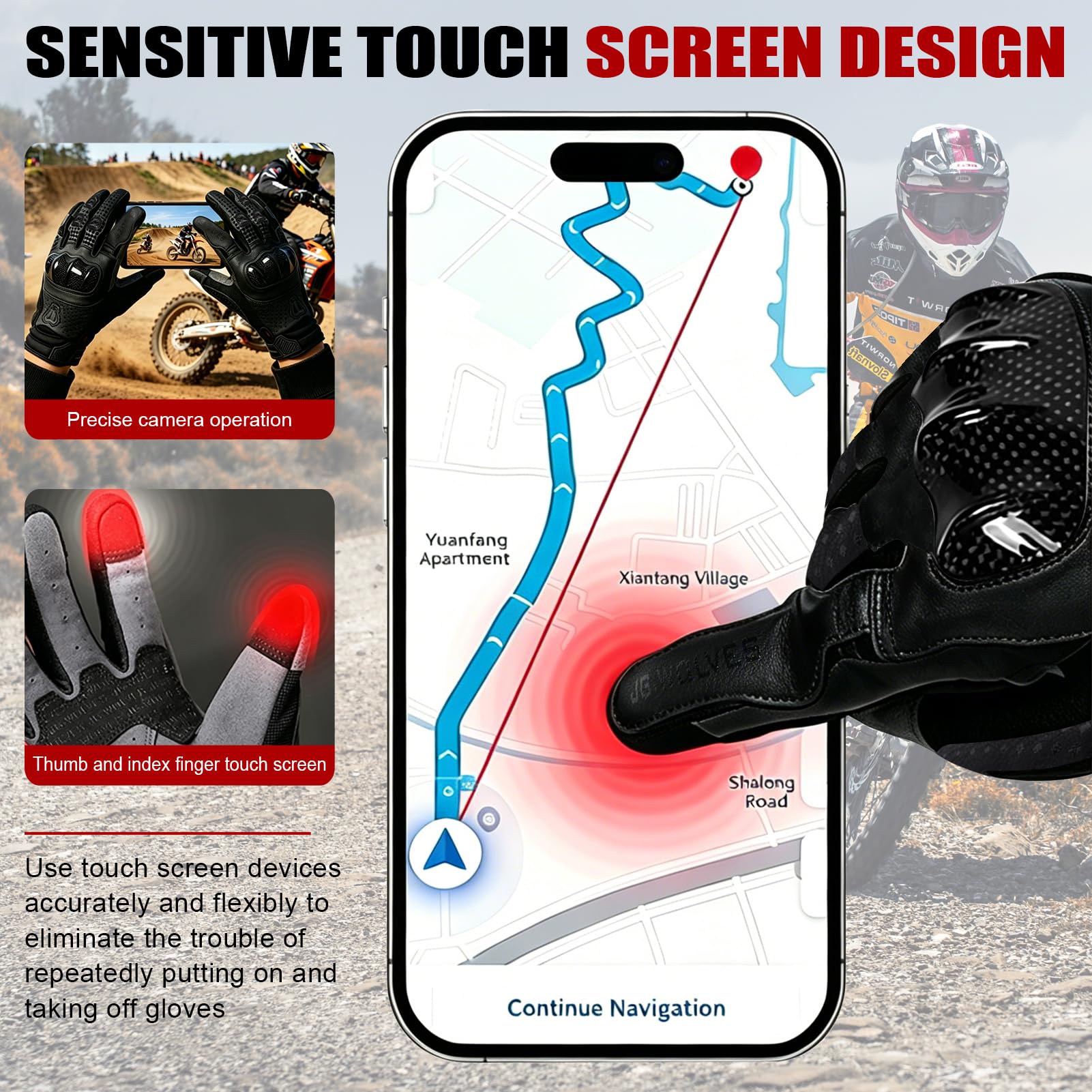 Guanti Moto Estivi Uomo Donna Tessile Pelle Ventilato Guanto Per Motocicletta Ventilata Touchscreen Protettore Rinforzato Guanti Protettivi Per Motocross, Scooter, Ciclomotori, Quad,ATV